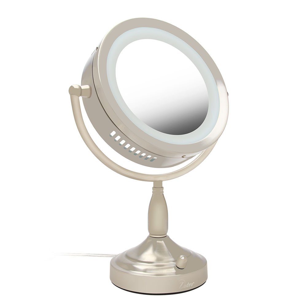 Zadro 11-Inch Lighted Makeup Mirror with 8X/1X Magnification & Dimming Function - 2x 20W Bulbs Included - Perfect for Vanity, Dressing Room & Professional Makeup Artists