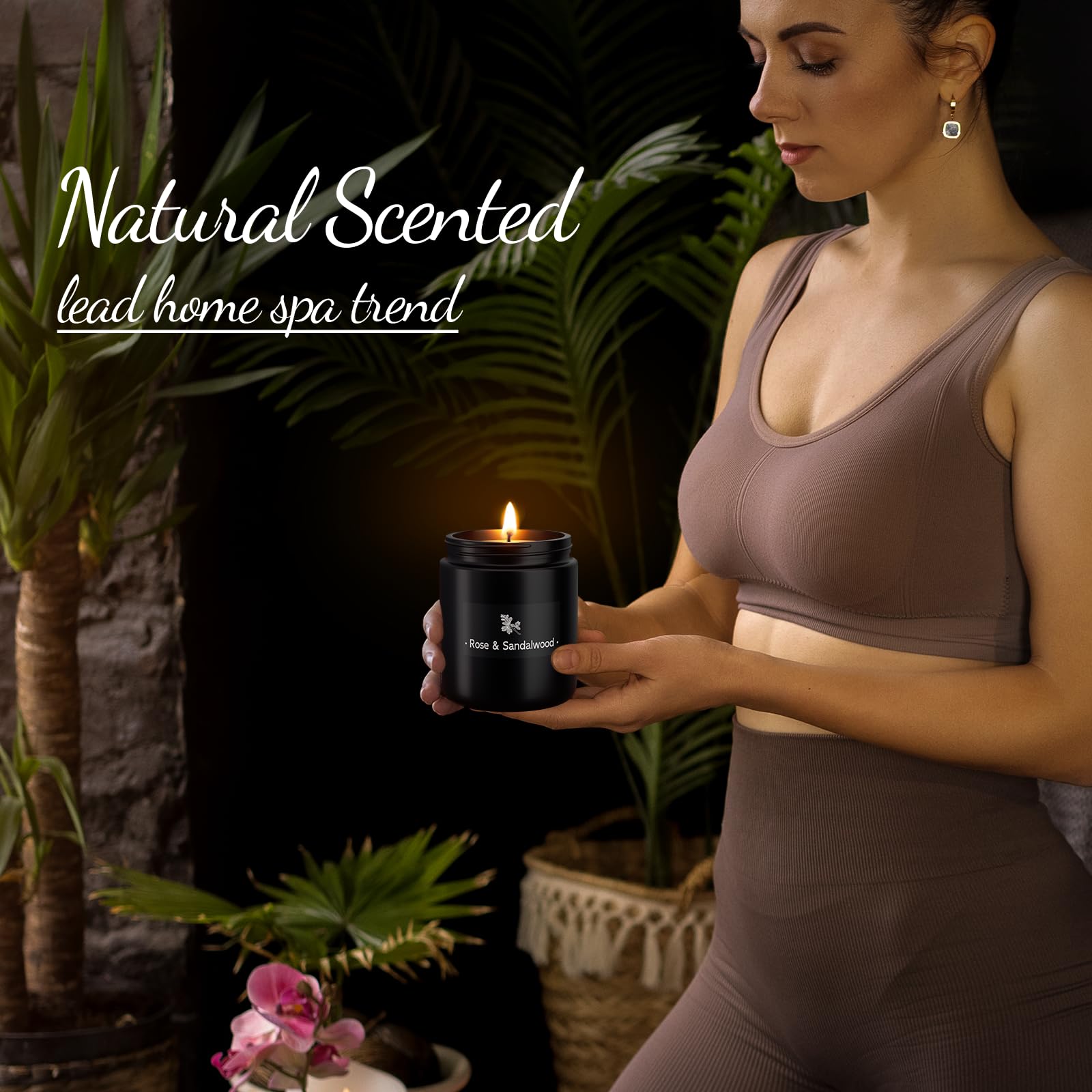 Premium Christmas Scented Soy Wax Candle for Men - 7.6oz Long-Lasting Home Fragrance Candle (40+ Hours Burn Time) - Rose & Sandalwood Aroma - Perfect Holiday Gift for Him & Romantic Home Decor for Bedroom, Office or Living Room