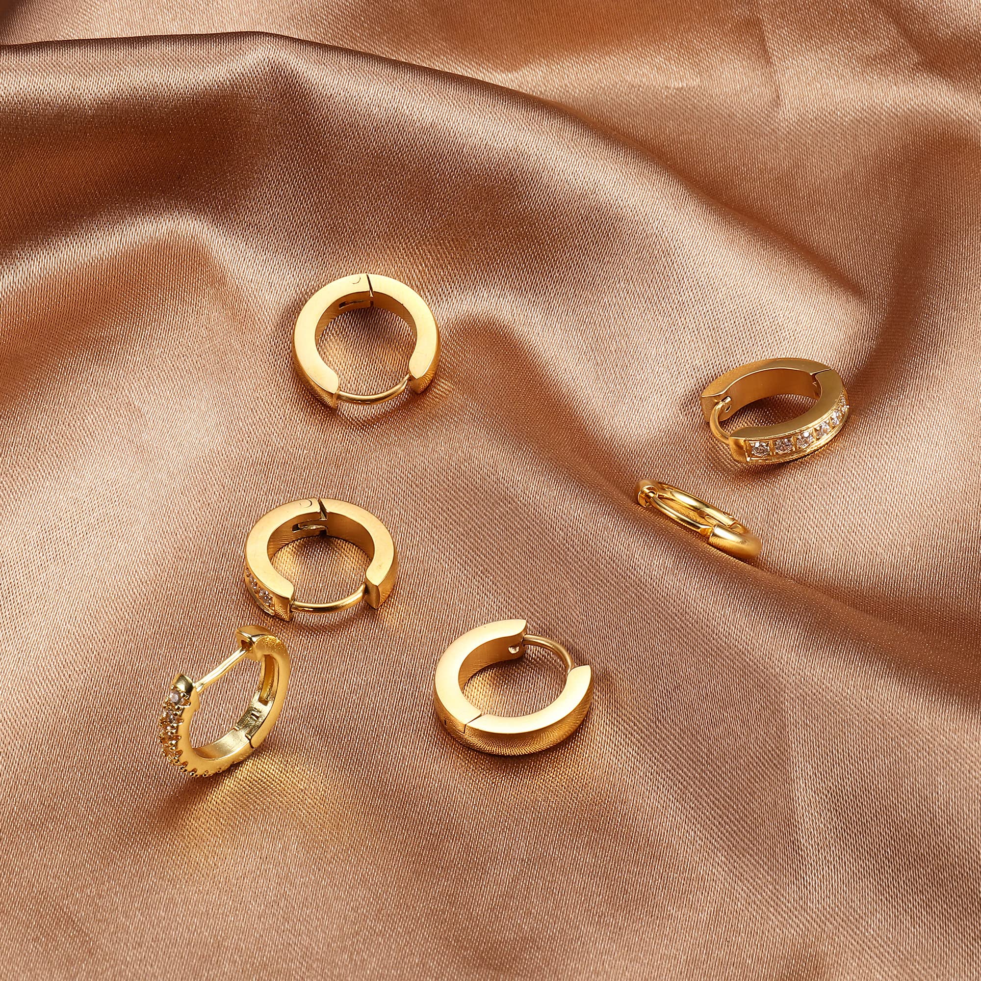 FASACCO 9 Pairs Huggie Hoop Earrings Set - Small CZ Stud Earrings for Cartilage, Helix, Tragus & Multiple Piercings | Dainty Minimalist Jewelry for Everyday Wear & Special Occasions