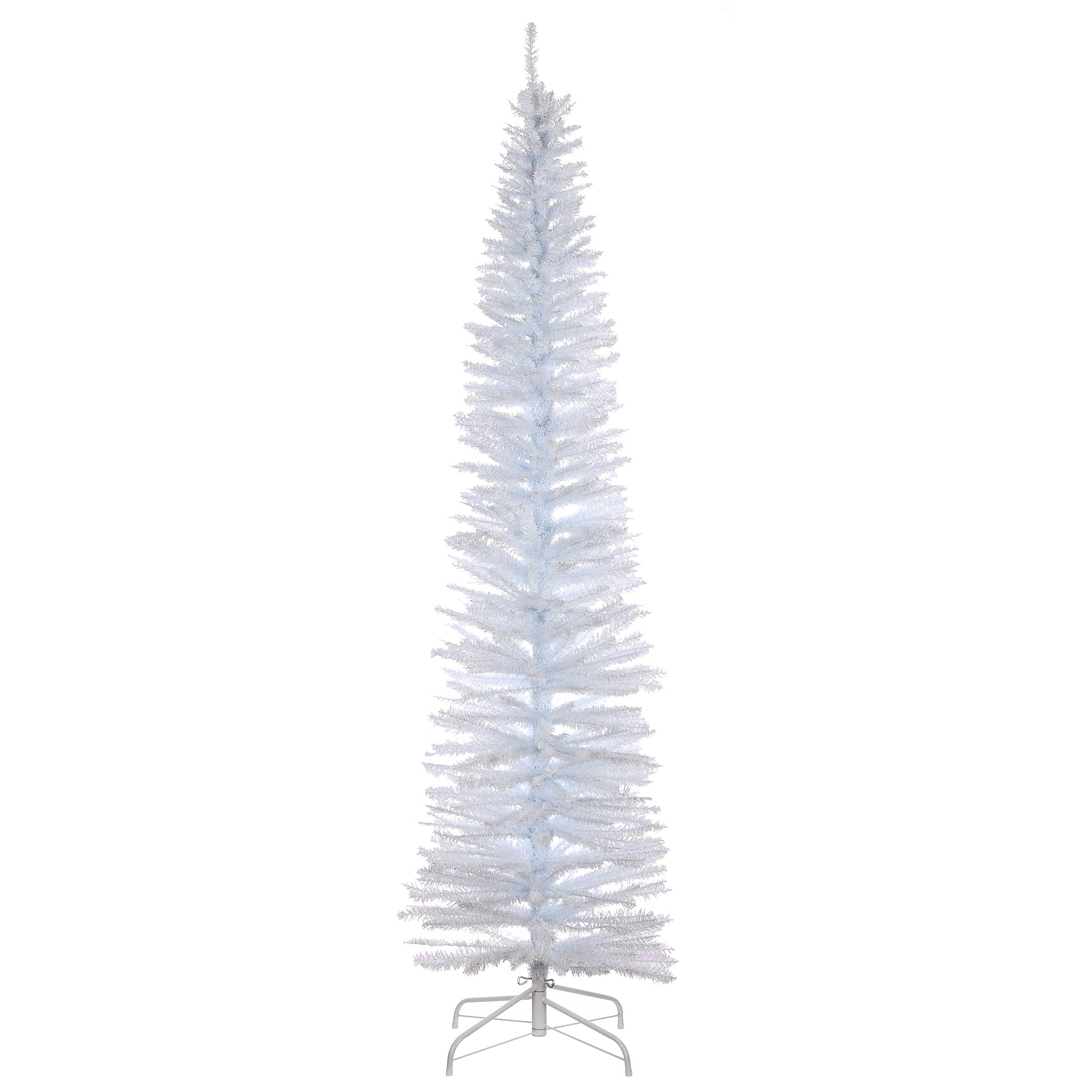 7 ft. White Iridescent Tinsel Christmas Tree - Sparkling Holiday Decor for Living Room, Party & Festive Home Decoration