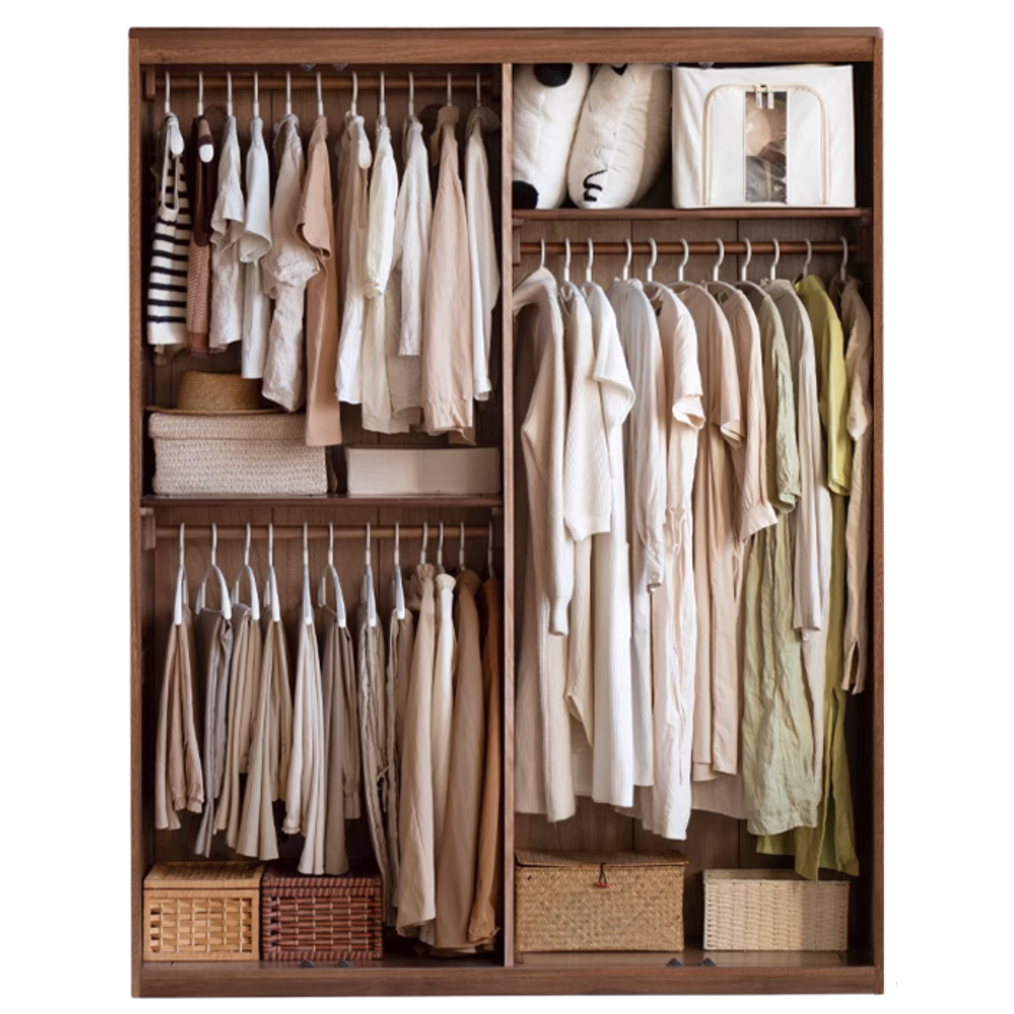 Premium Black Walnut Solid Wood Wardrobe - Handcrafted Closet Organizer with Adjustable Shelves | Perfect for Bedroom, Walk-in Closet & Master Suite Organization