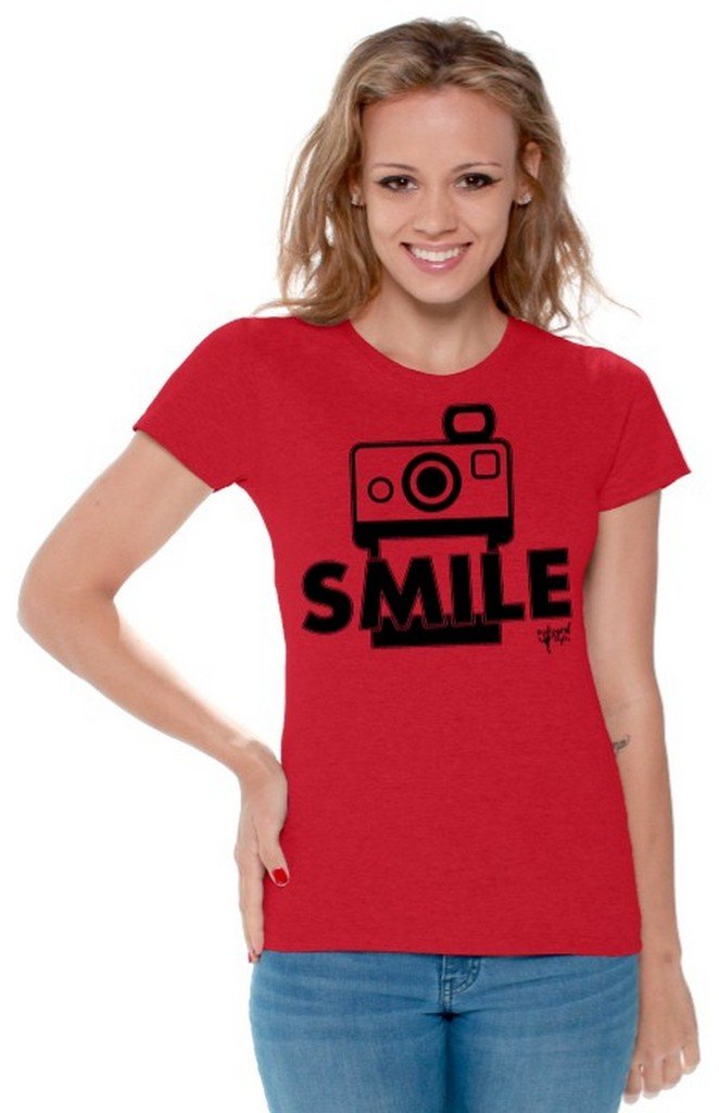 Awkwardstyles Women's Funny Smile Graphic T-Shirt - Black Casual Humor Tee for Photographers & Camera Lovers | Perfect Gift for Friends, Birthday & Casual Wear