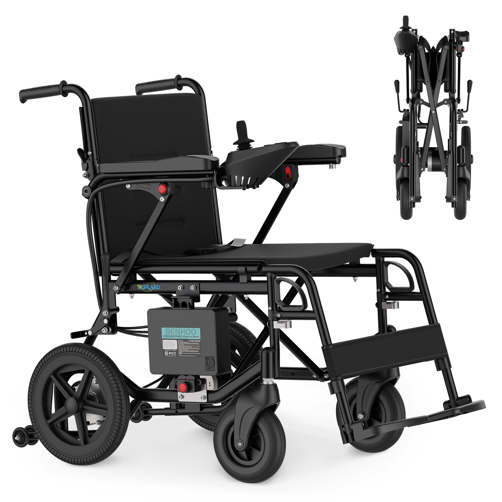 Lightweight Foldable Electric Wheelchair for Adults & Seniors - USA Made Power Motorized Wheelchair with Comfortable Seat (Black) | Perfect for Indoor & Outdoor Mobility, Travel, Shopping & Daily Use