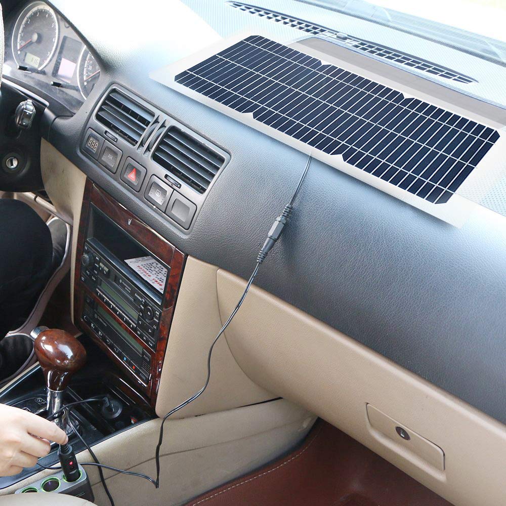 10W 18V Solar Panel Trickle Charger & Battery Maintainer - Portable Power Backup Kit with Battery Cable, USB, DC Output for Car, Boat, Motorcycle, RV, Mobile Phone - Ideal for Outdoor Camping, Emergency Power & Off-Grid Charging