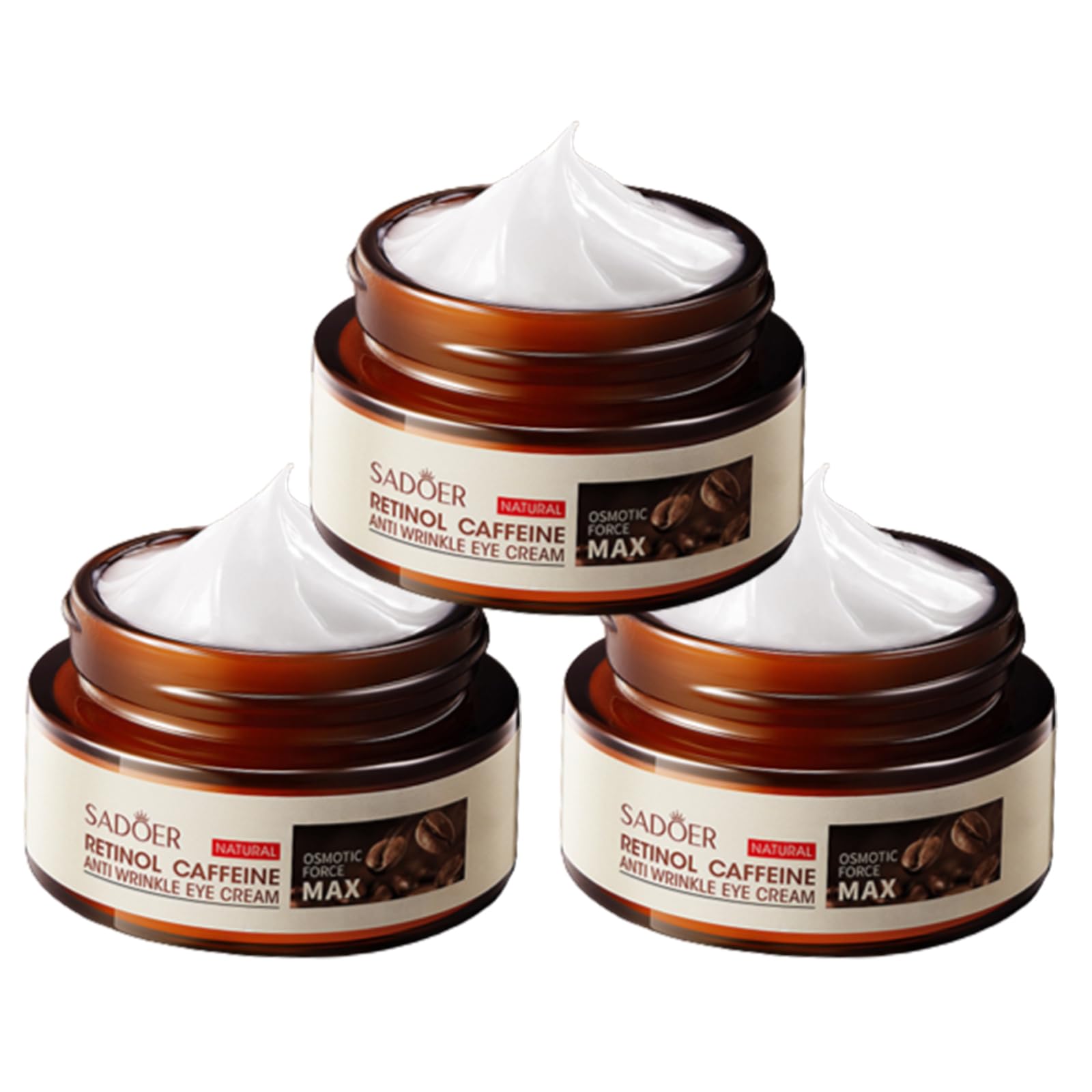 Hydrating Retinol & Caffeine Anti-Wrinkle Cream Set - 3PCS Eye & Face Cream for Dark Circles, Puffiness & Fine Lines | Overnight Firming Treatment for Youthful Skin | Perfect for Nighttime Skincare Routine & Travel