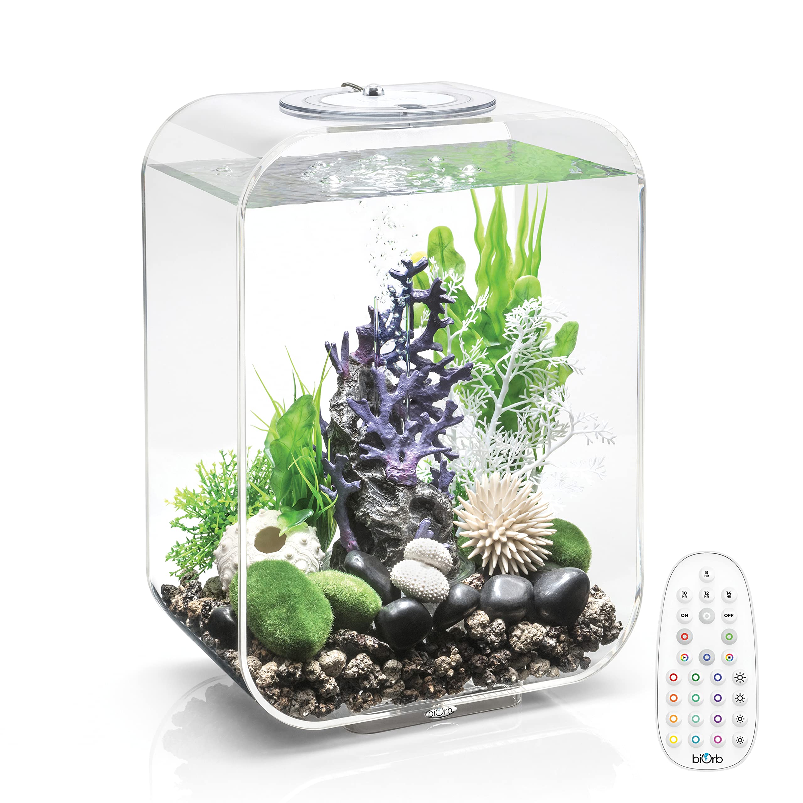 biOrb Life 15 Acrylic 4-Gallon Aquarium with Multi-Color Remote-Controlled LED Lights - Modern Compact Fish Tank for Tabletop or Desktop Display - Perfect for Home, Office Decor & Relaxation
