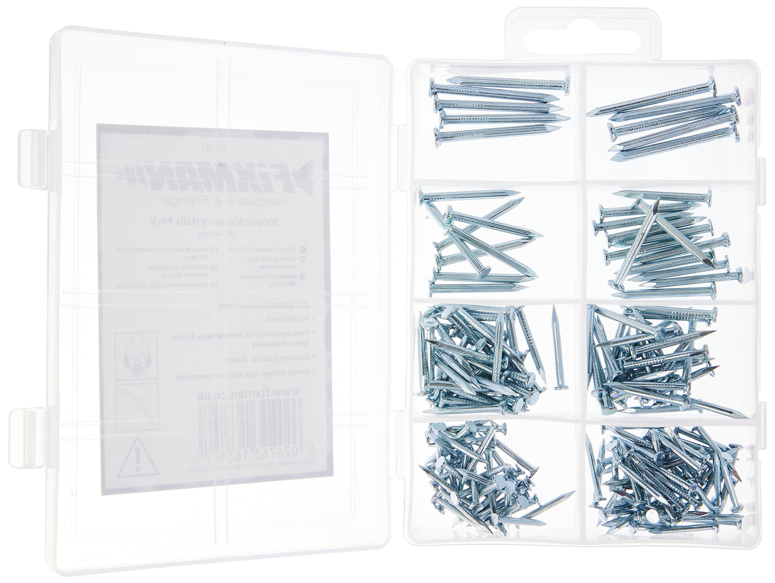 875781 Masonry Nails Pack of 200 Pieces - Heavy Duty Grey Concrete Nails for Brick, Stone & Concrete Projects - Perfect for Construction, DIY & Home Improvement