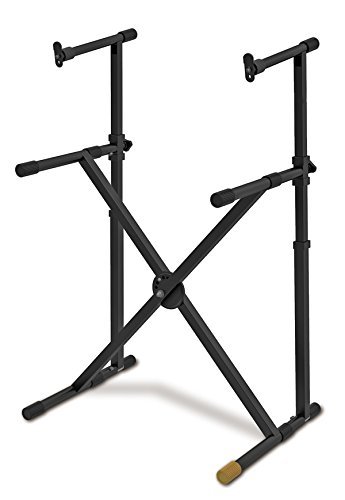 Hercules EZ-Lock Double Tier X Keyboard Stand - Heavy Duty Adjustable Keyboard Stand for Musicians | Perfect for Live Performances, Studio Recording & Home Practice
