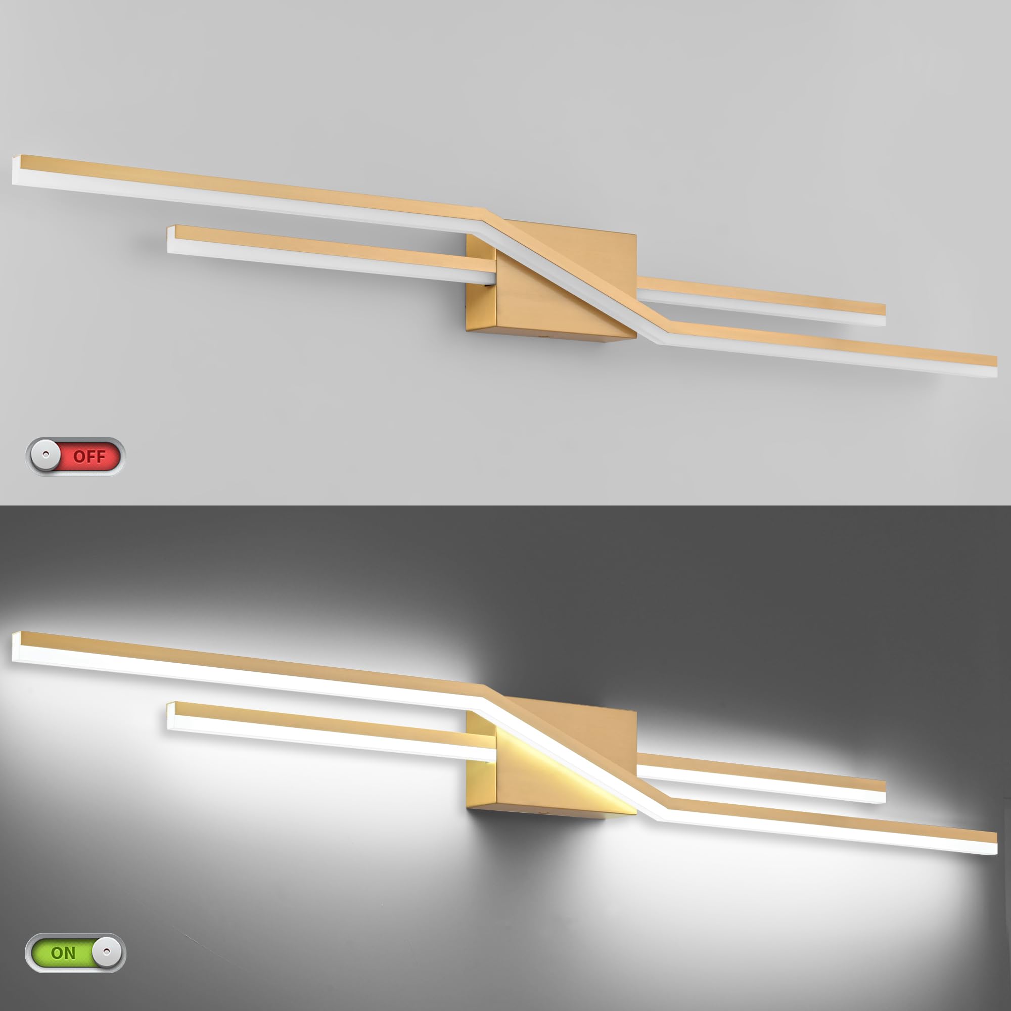 SOLFART 48 Inch LED Vanity Lights - Dimmable Bathroom Wall Light Fixture with Spotlight, Brushed Bronze Finish - Perfect for Makeup Vanity, Bathroom Mirror Lighting & Modern Home Decor