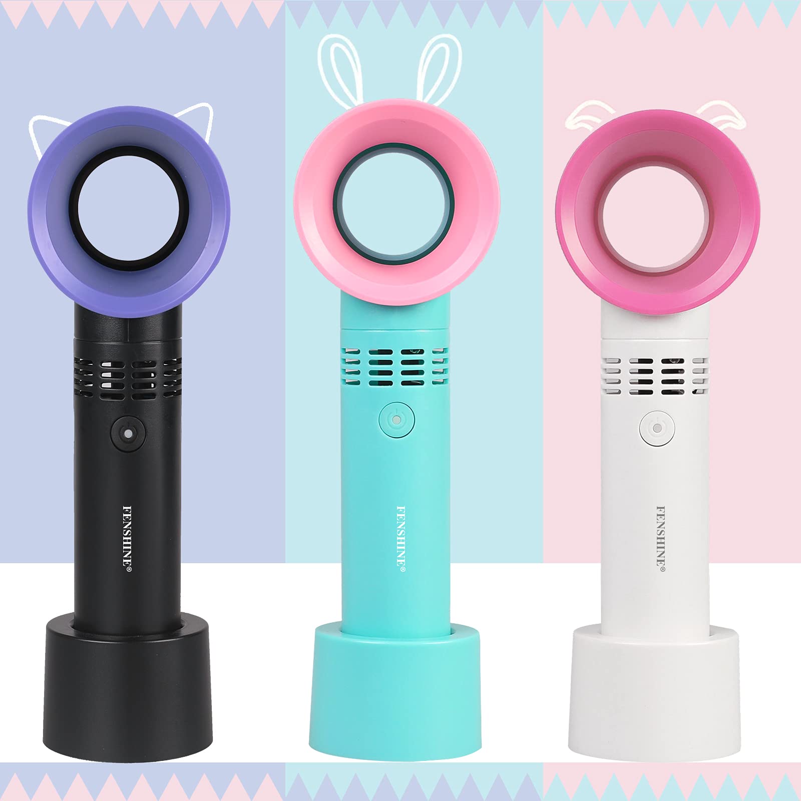 Portable USB Rechargeable Mini Bladeless Handheld Fan - Eyelash Extension Dryer & Air Conditioning Blower | Essential Lash Tool for Salons & Home Use | Perfect for Eyelash Technicians & DIY Beauty (Black)