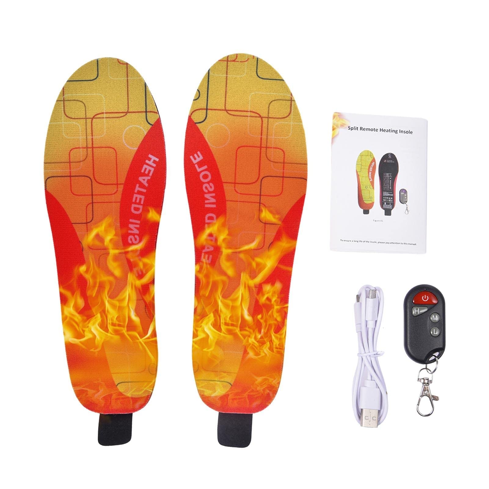 USB Rechargeable Heated Insoles - Electric Foot Warmers for Winter, Washable & Adjustable Temperature - Perfect for Hunting, Skiing, Fishing & Outdoor Activities