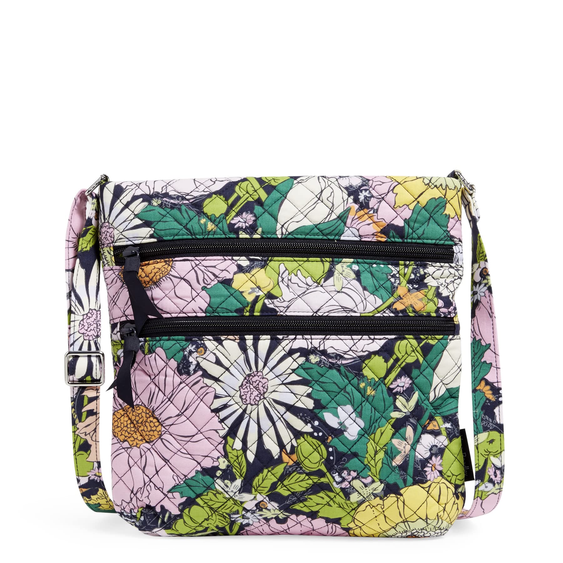 Vera Bradley Women's Cotton Triple Zip Hipster Crossbody Purse - Stylish & Functional Bag for Travel, Work, and Everyday Use