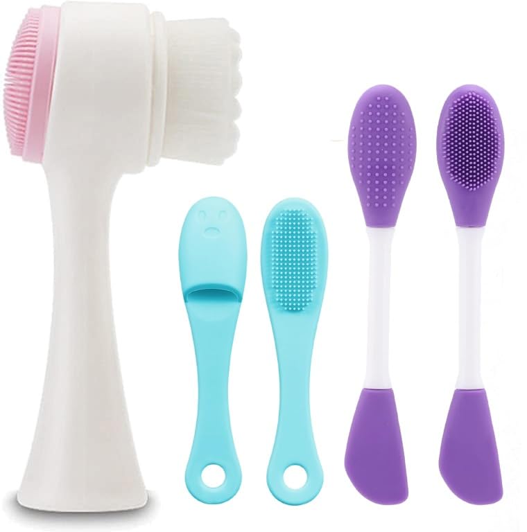 3Pcs 2-in-1 Exfoliating Face Brush & Nose Scrubber - Soft Silicone Cleansing Tool for Blackhead Removal, Deep Pore Cleansing & Skin Massage - Gentle for All Skin Types (Men & Women) - Perfect for Daily Skincare Routine & Spa Treatment at Home