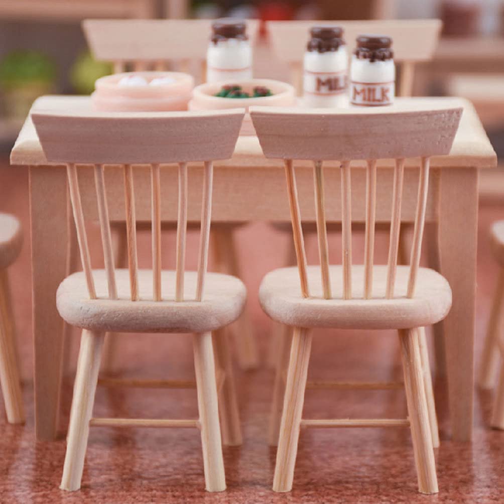 2PCS Miniature Wooden Dollhouse Chairs - Tiny House Furniture, DIY Mini Chair for Dollhouse, Small Landscape Props, Wooden Ornament for DIY Tiny House Projects - Perfect for Dollhouse Decor, Miniature Displays & DIY Craft Scenes