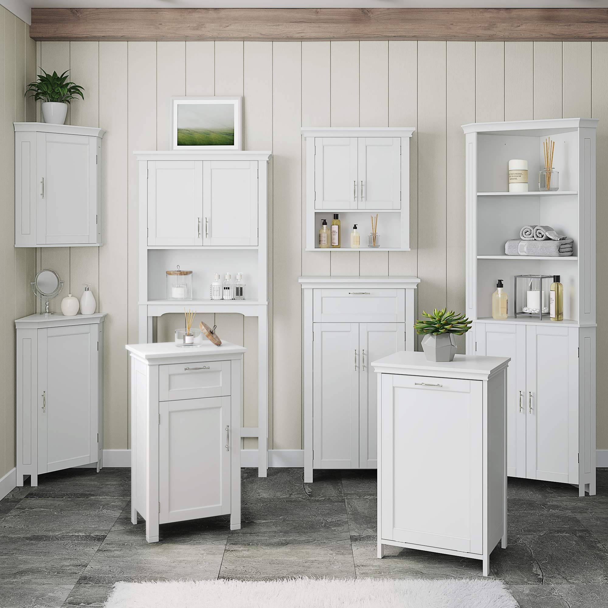 RiverRidge Somerset White Tilt-Out Laundry Hamper - Space Saving Clothes Basket for Bedroom, Bathroom & Laundry Room Organization