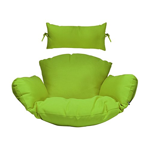 Outdoor Hanging Chair with Deep Seat Cushion Set, Headrest & Armrest - Comfortable Porch Swing Replacement for Backyard, Patio, Garden Relaxation (Green) - Perfect for Lounging, Reading & Enjoying Nature