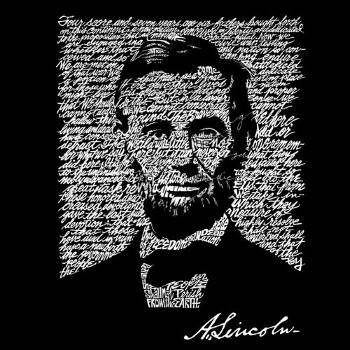 LA POP ART Men's Graphic Hooded Sweatshirt with Abraham Lincoln Gettysburg Address Design - Vintage American History Pullover for Casual Wear & Political Enthusiasts