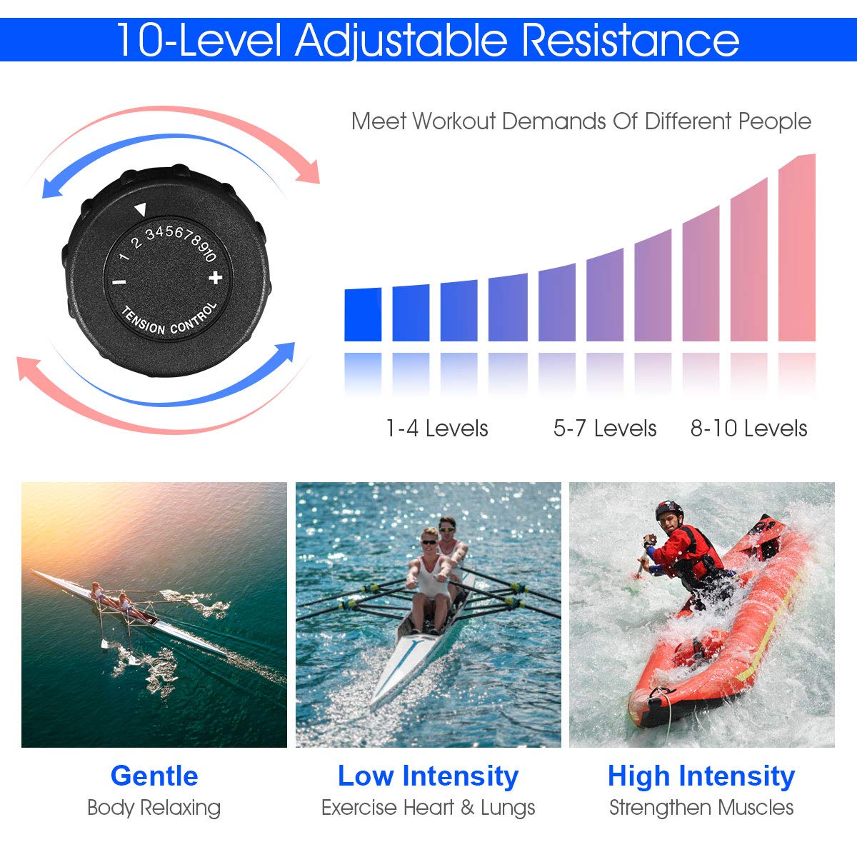 Goplus Magnetic Rowing Machine Foldable Exercise Rower - 10-Level Adjustable Resistance, LCD Monitor & Transport Wheels for Full Body Workout at Home | Perfect for Small Spaces & Home Gym Fitness Training