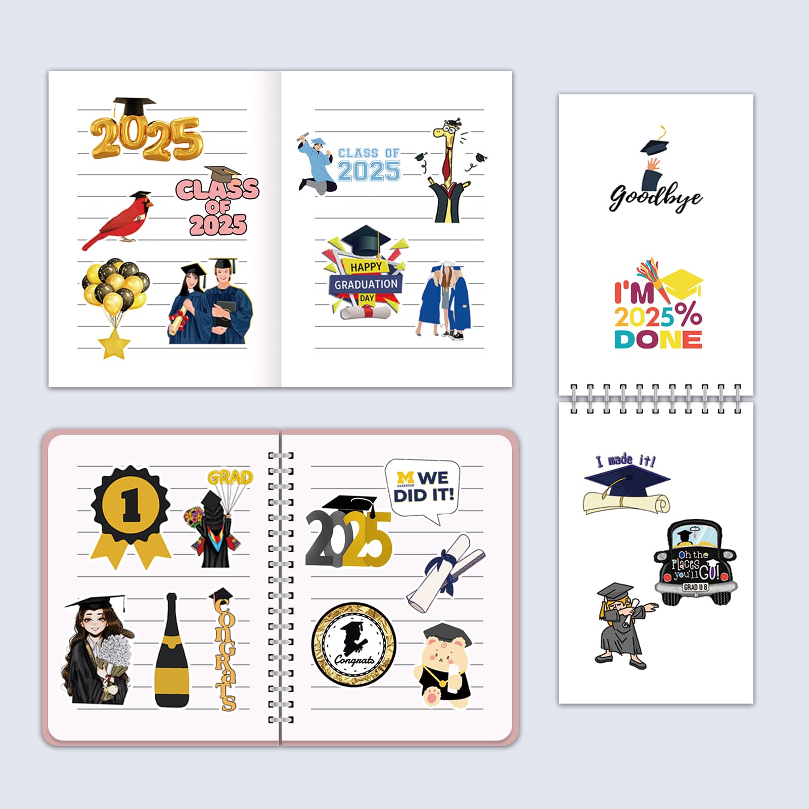 50Pcs Graduation Stickers 2025 - College Class of 2025 Vinyl Stickers for Graduation Party Decorations, Water Bottles, Laptops & Skateboards - Waterproof, Durable Decals for Graduation Gifts & School Celebrations