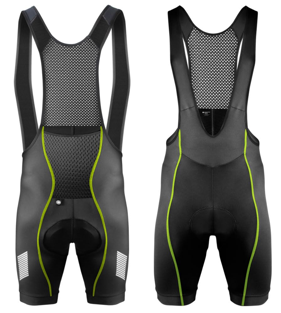 USA Made Men's Elite Padded Cycling Bib Shorts - Long Distance Performance Bike Shorts for Road & Mountain Biking | Comfortable Cycling Gear for Training & Racing