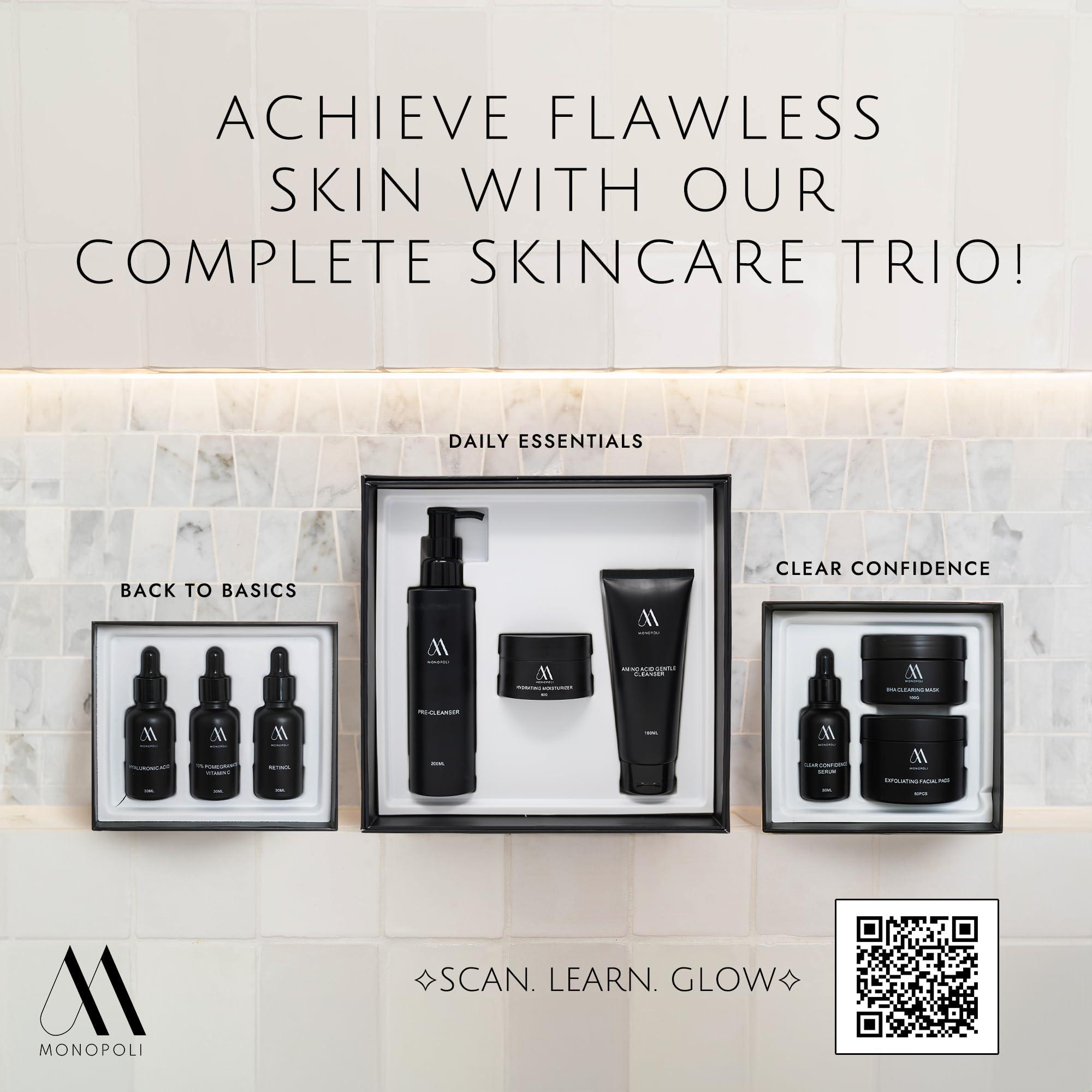 Monopoly Skin Travel Skincare Set - TSA Approved Mini Facial Care Kit with BHA Serum, Vitamin C, Moisturizer & Cleanser | Perfect Gift for Women & Teens | Ideal for Airplane Travel, Vacation & On-The-Go Skincare Routine