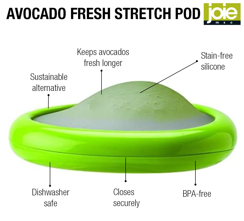 Joie Fresh Stretch Pod Avocado Storage Container - Silicone Food Saver for Leftovers | Keeps Produce Fresh & Firm in Fridge | Reusable, Dishwasher Safe, BPA-Free | Perfect for Meal Prep & Food Storage