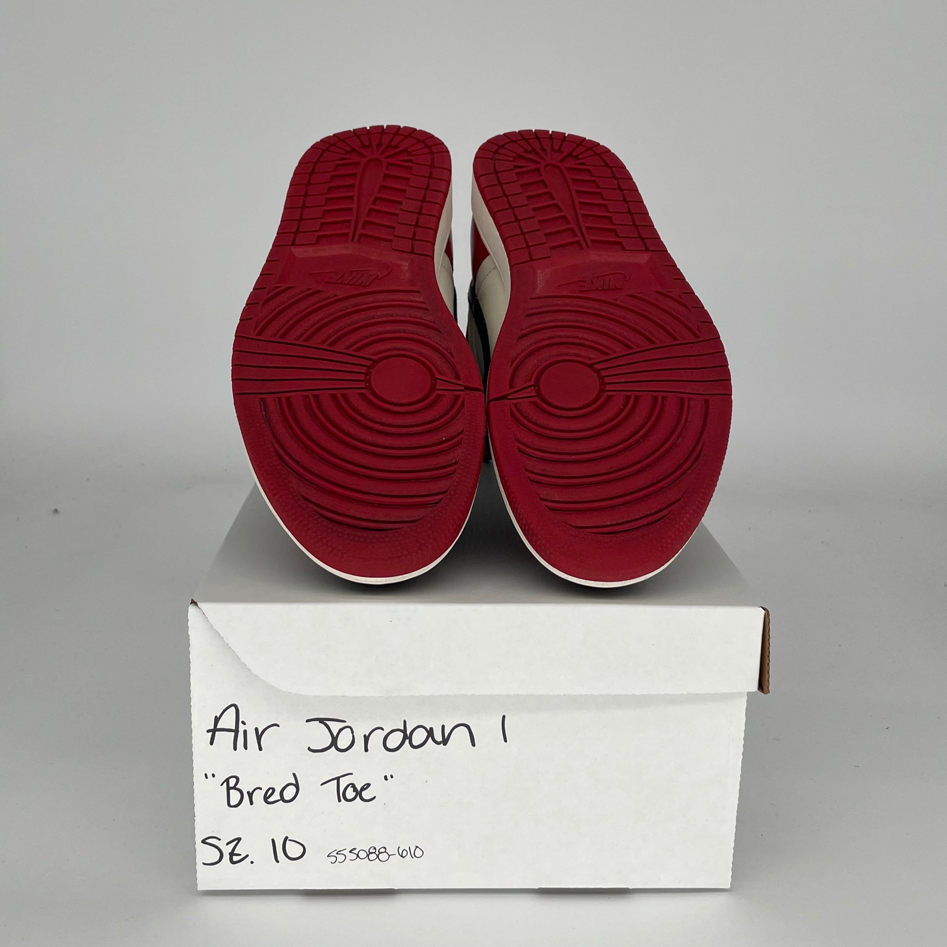 AIR JORDAN 1 Retro High OG 'Bred Toe' Men's Basketball Shoes - Size 10 (555088-610) - Perfect for Streetwear, Sneaker Collecting & Basketball Games
