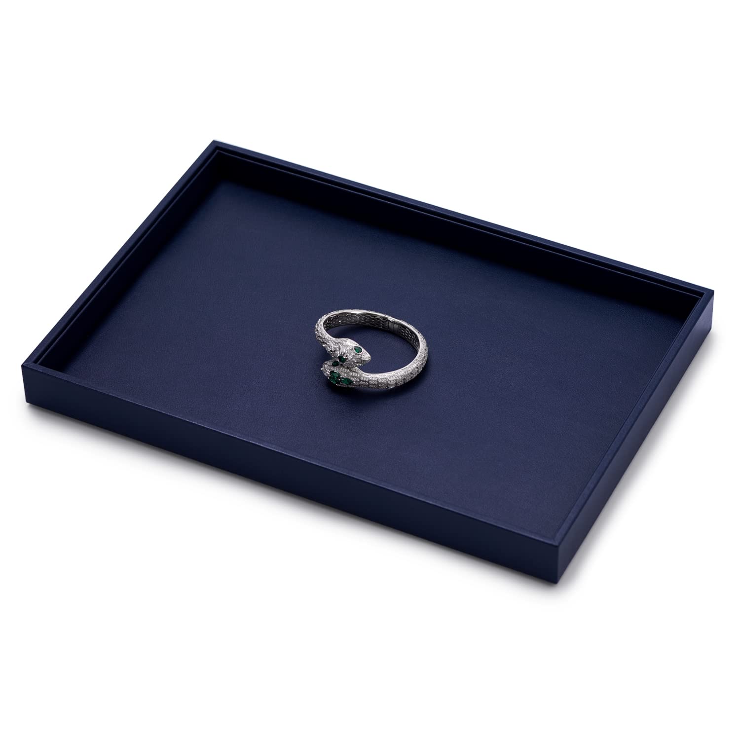 Oirlv Elegant Blue Jewelry Display Tray - Stackable Jewelry Organizer for Rings, Earrings & Necklaces | Jewelry Drawer Storage Solution for Boutique, Home & Travel Use