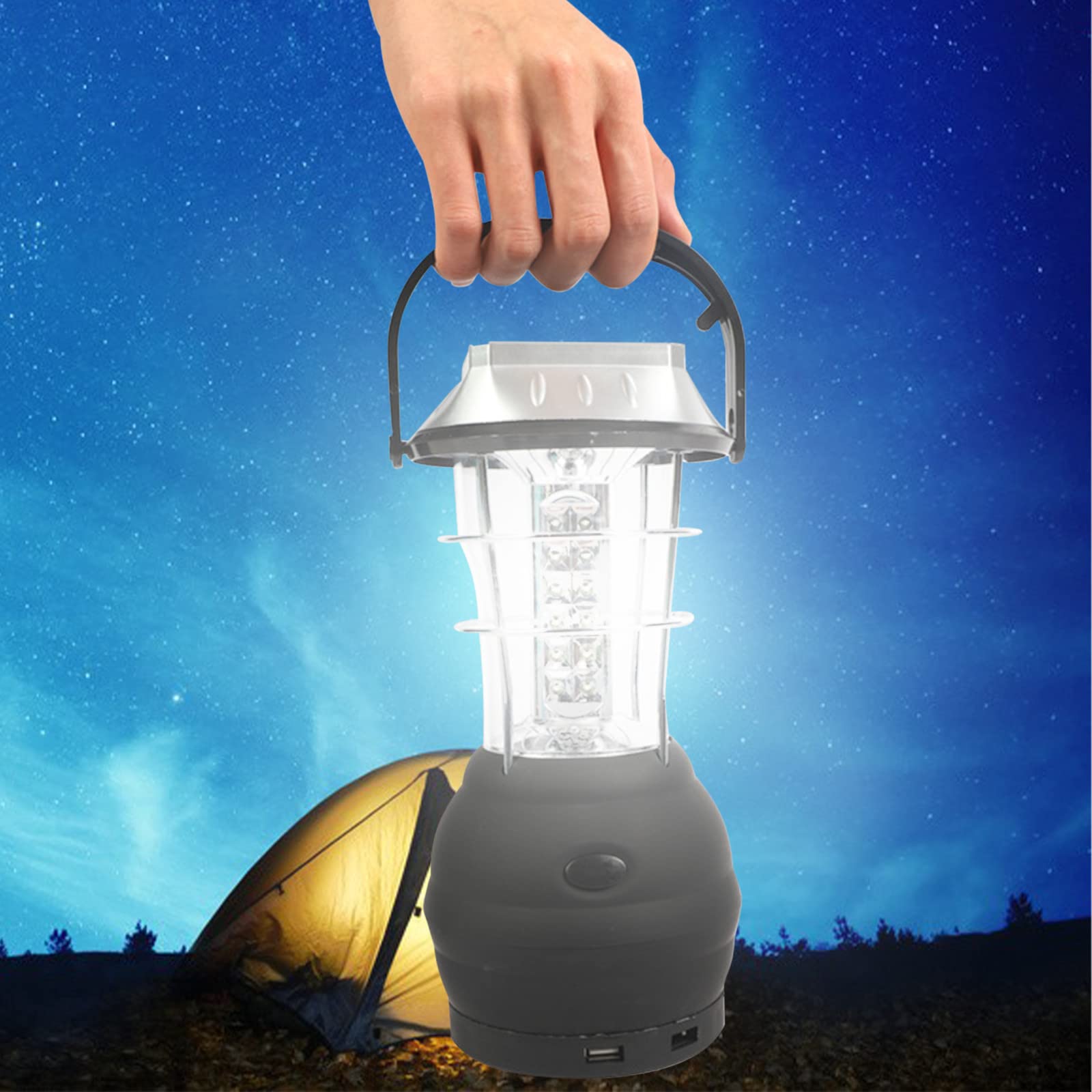 Wuztai Solar Camping Light with Hand Crank & USB Charging - Portable Rechargeable Emergency Light for Outdoor Adventures, Power Outages, Hiking & Camping | Perfect for Backpacking, Emergency Kits & Nighttime Safety