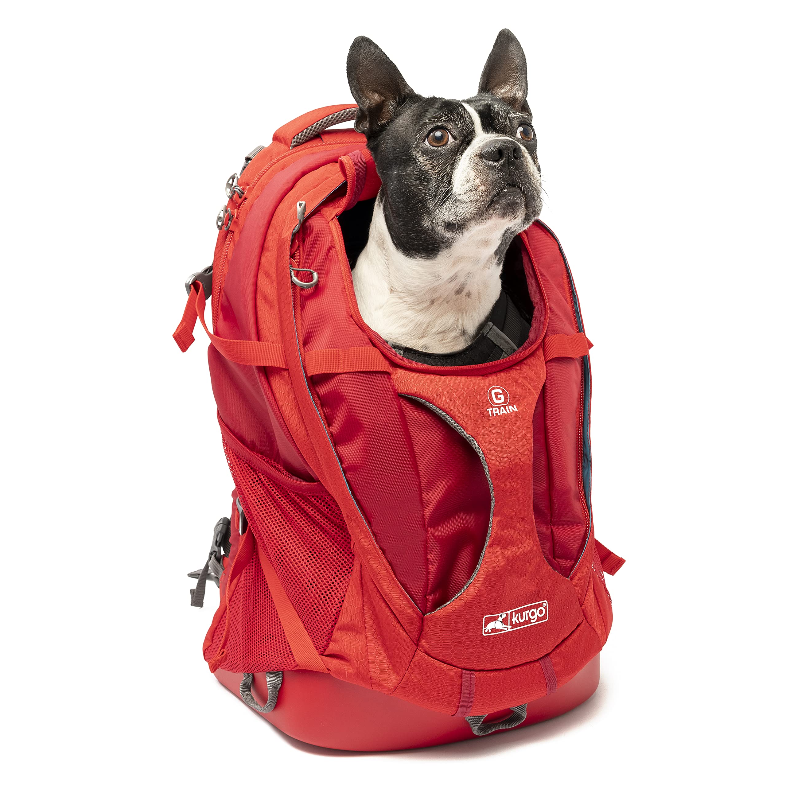 Kurgo G-Train Dog Carrier Backpack for Small Pets - Waterproof Travel Backpack for Cats & Dogs - Perfect for Hiking, Camping, Airplane & Outdoor Adventures - Red