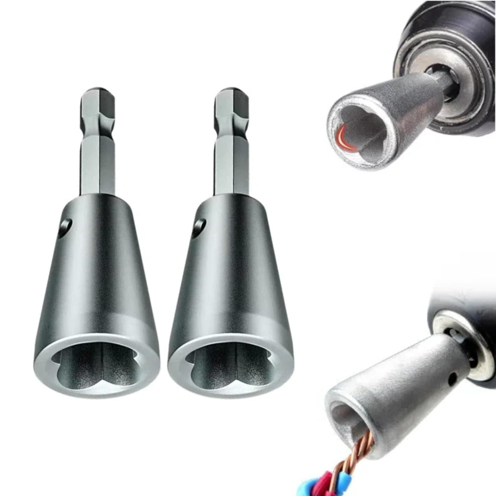 Automatic Wire Stripper and Twister Tool for Drill - Quick Cable Stripping & Wire Nut Twister - Portable Electrical Wire Connector Tool (2pcs) - Perfect for DIY Electrical Projects, Home Wiring, and Professional Electricians