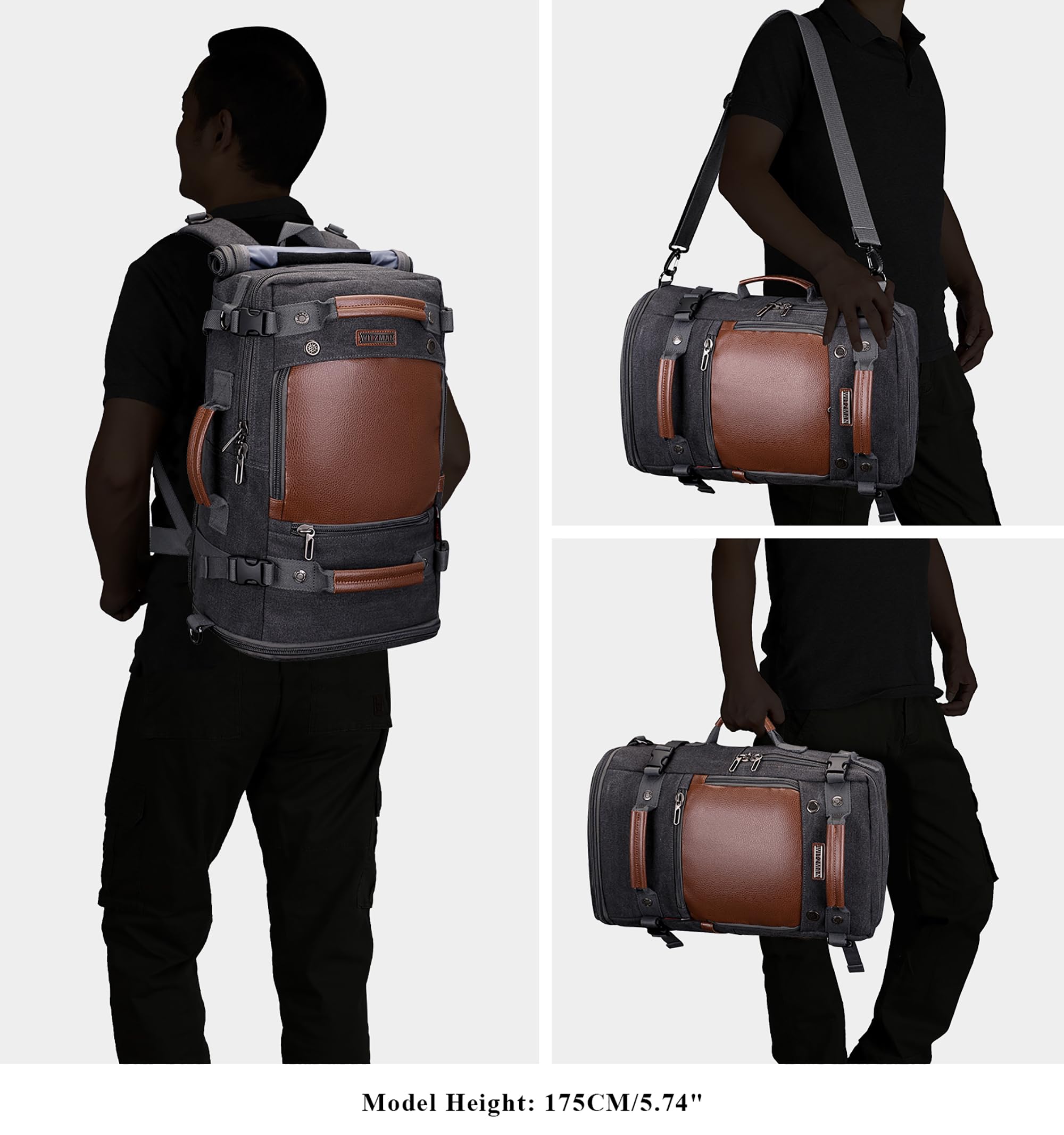 WITZMAN Travel Backpack Carry-on Luggage with Shoe Compartment - Perfect for Gym & Weekend Trips