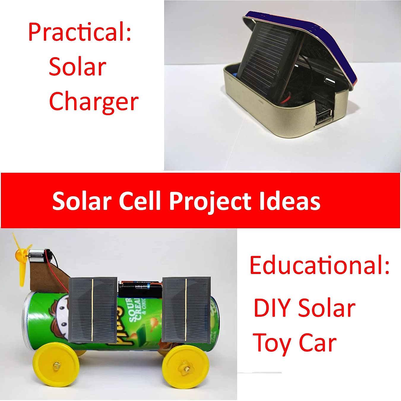 AMX Solar 5V 30mA 53x30mm Micro Mini Solar Panel Cells for DIY Projects, Toys, Classrooms & Labs - Perfect for Solar Charging 3.6V Devices, Science Experiments & Educational Activities