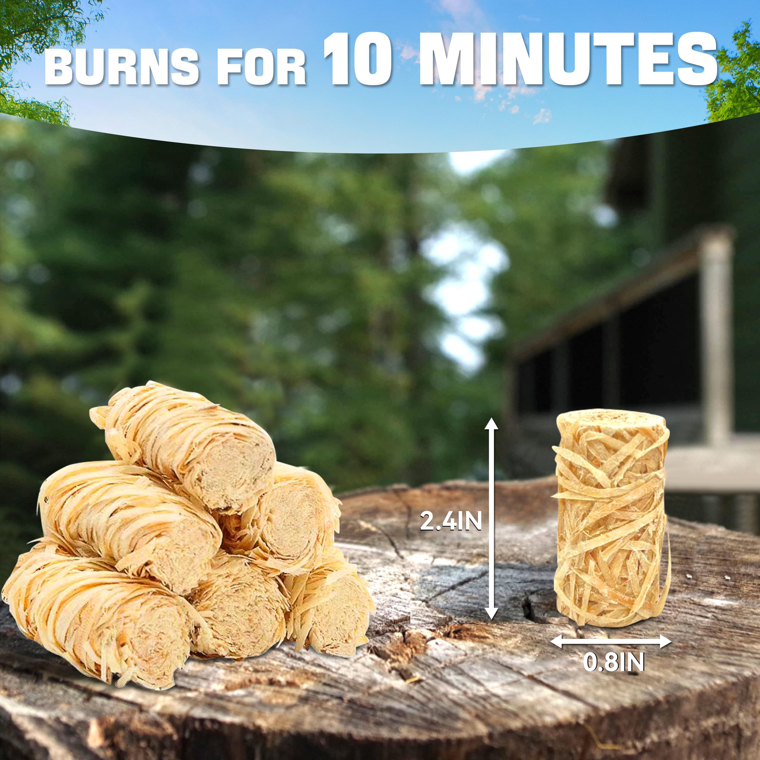 Shwueevei 65-Piece Natural Fire Starter Kit for Fireplace, Pellet Stove, Wood Stove, Fire Pit, Smoker, BBQ Grill & Pizza Oven - Quick Lighting Charcoal Starter for Camping, Backyard Bonfires & Outdoor Cooking