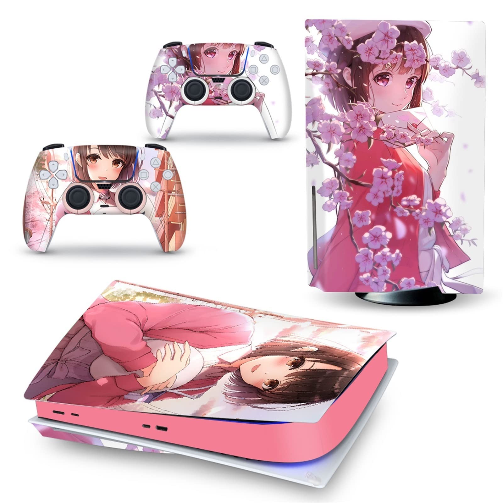 Anime Console Skin Decal for PS5 Disk Edition - Scratch-Resistant Vinyl Protection Cover for 2 Controllers (Bubble-Free Application) - Perfect for Gaming Setups & Collector Displays