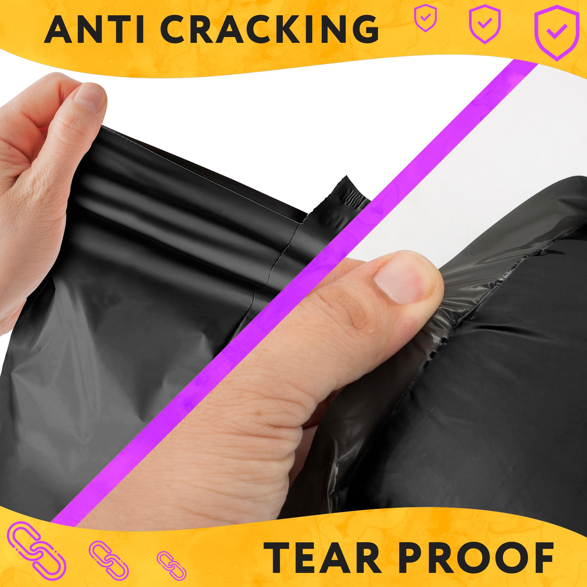 1000 Pack 6x9 Inch Black 2 Mil Poly Mailers - Self Sealing Polyethylene Shipping Envelopes for Clothing | Waterproof Mailing Bags for Ecommerce, Apparel & Small Business Shipping