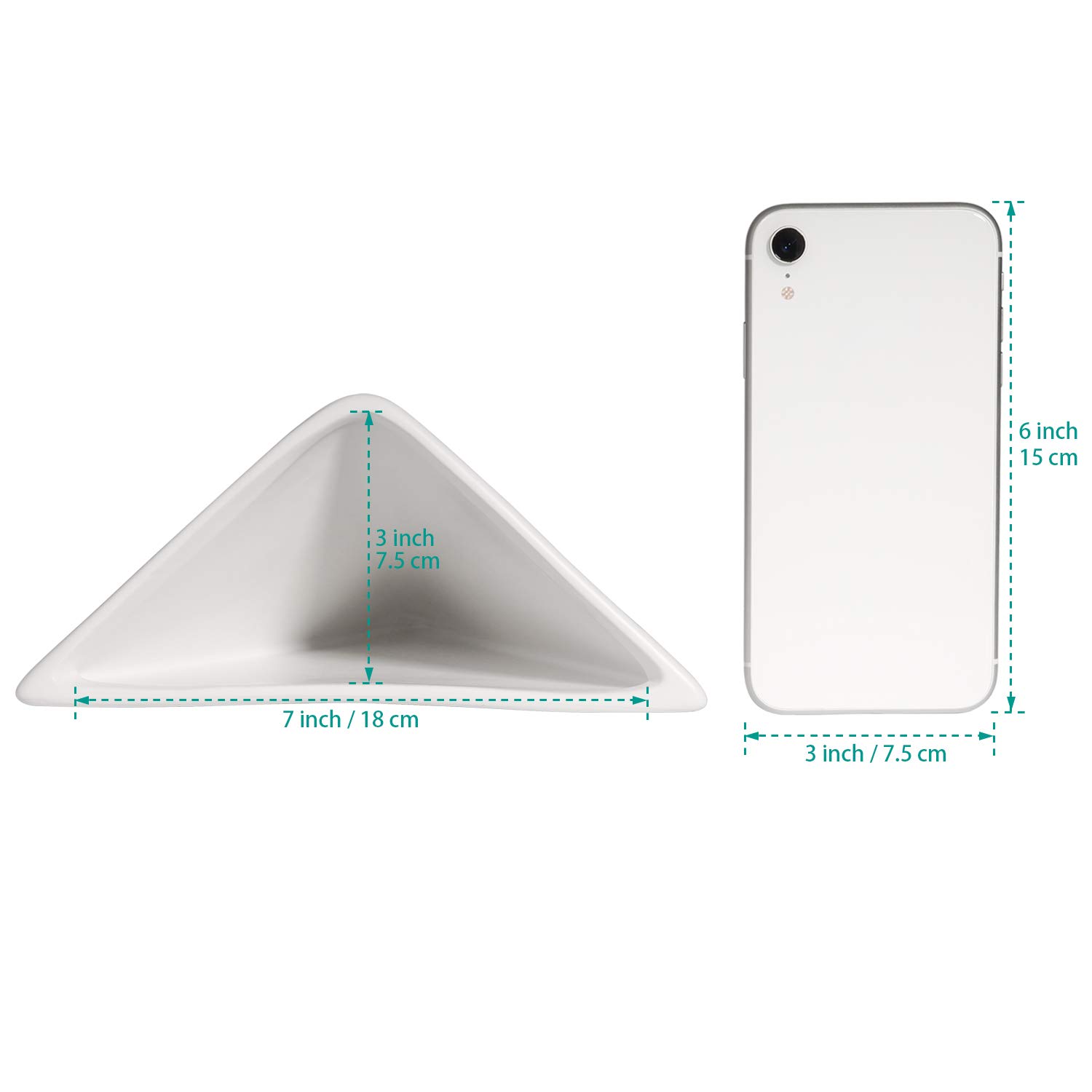 T4U Set of 2 White Ceramic Triangle Wall Planters - Modern Geometric Hanging Planters for Succulents, Air Plants, Cactus & Faux Plants | Indoor Home & Office Decor for Living Room, Bedroom, Kitchen & Workspace