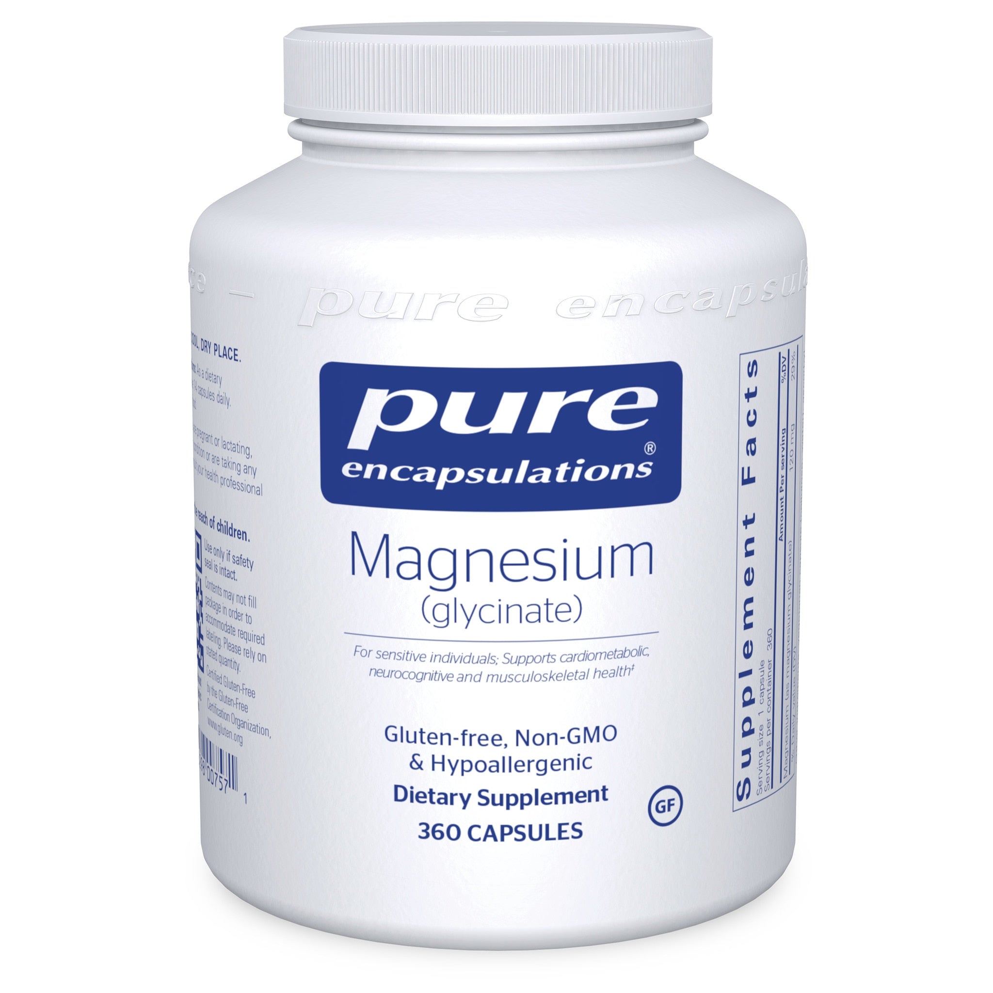 Pure Encapsulations Magnesium Glycinate Supplement - High Absorption Magnesium for Stress Relief, Sleep Support & Muscle Relaxation - Vegan, Non-GMO - Perfect for Nighttime Relaxation & Post-Workout Recovery