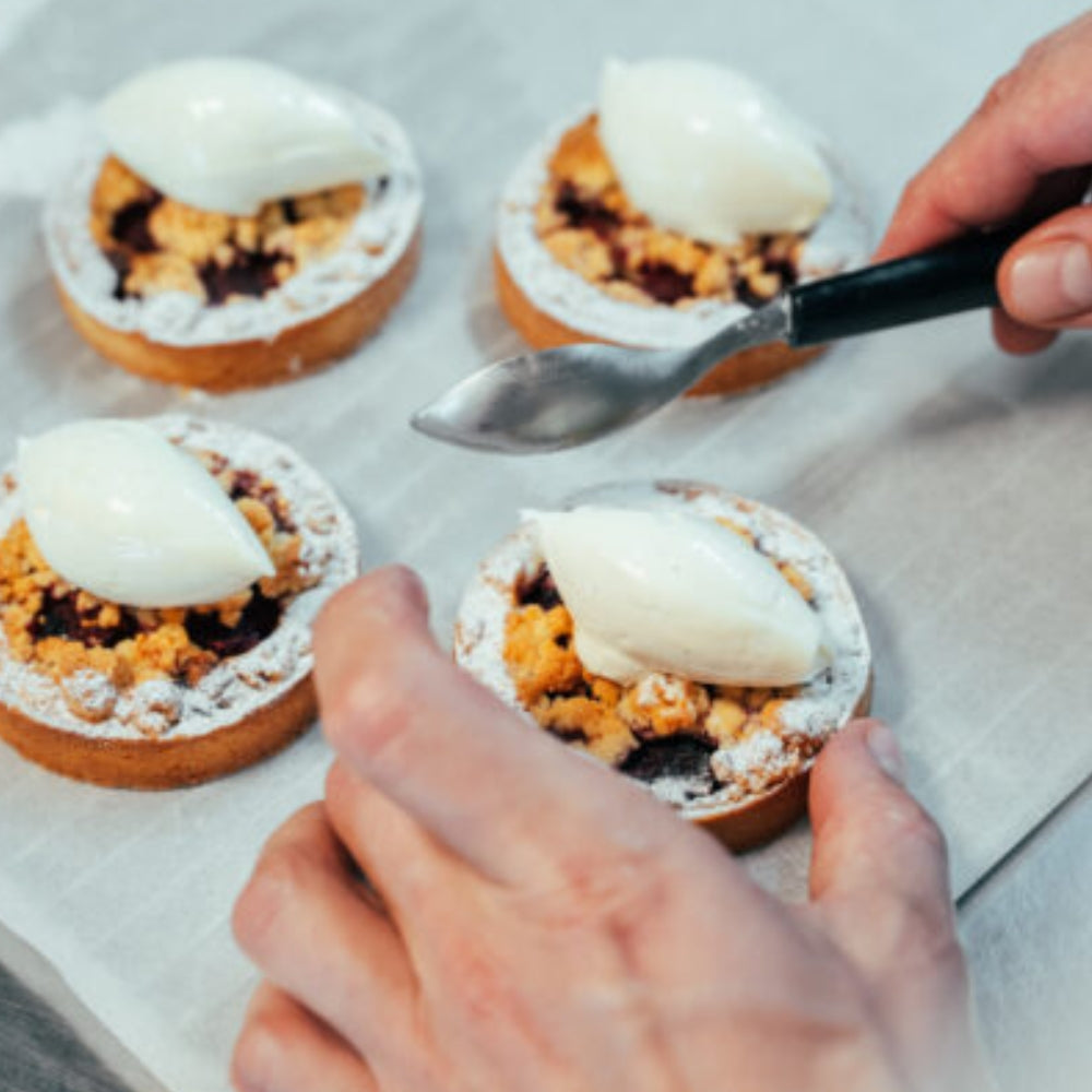 Ventures Triangle Green Grip Small Quenelle Spoon - Ergonomic Mini Spoon for Cooking, Baking & Serving - Perfect for Desserts, Ice Cream, Sauces & Garnishes