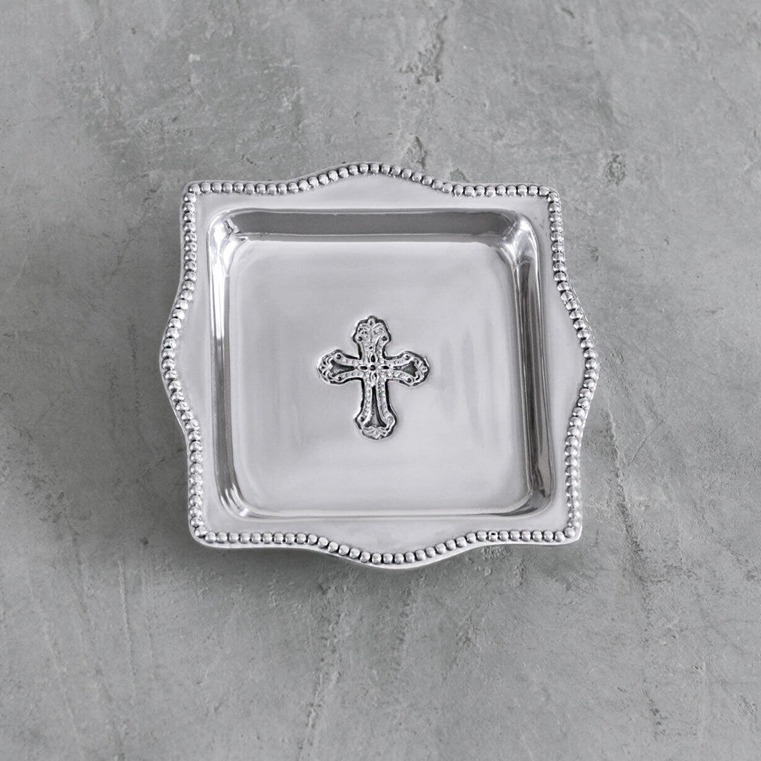 Beatriz Ball BABY Cross Square Tray - Elegant Silver Plated Serving Tray for Home Decor, Party Entertaining & Gift Giving