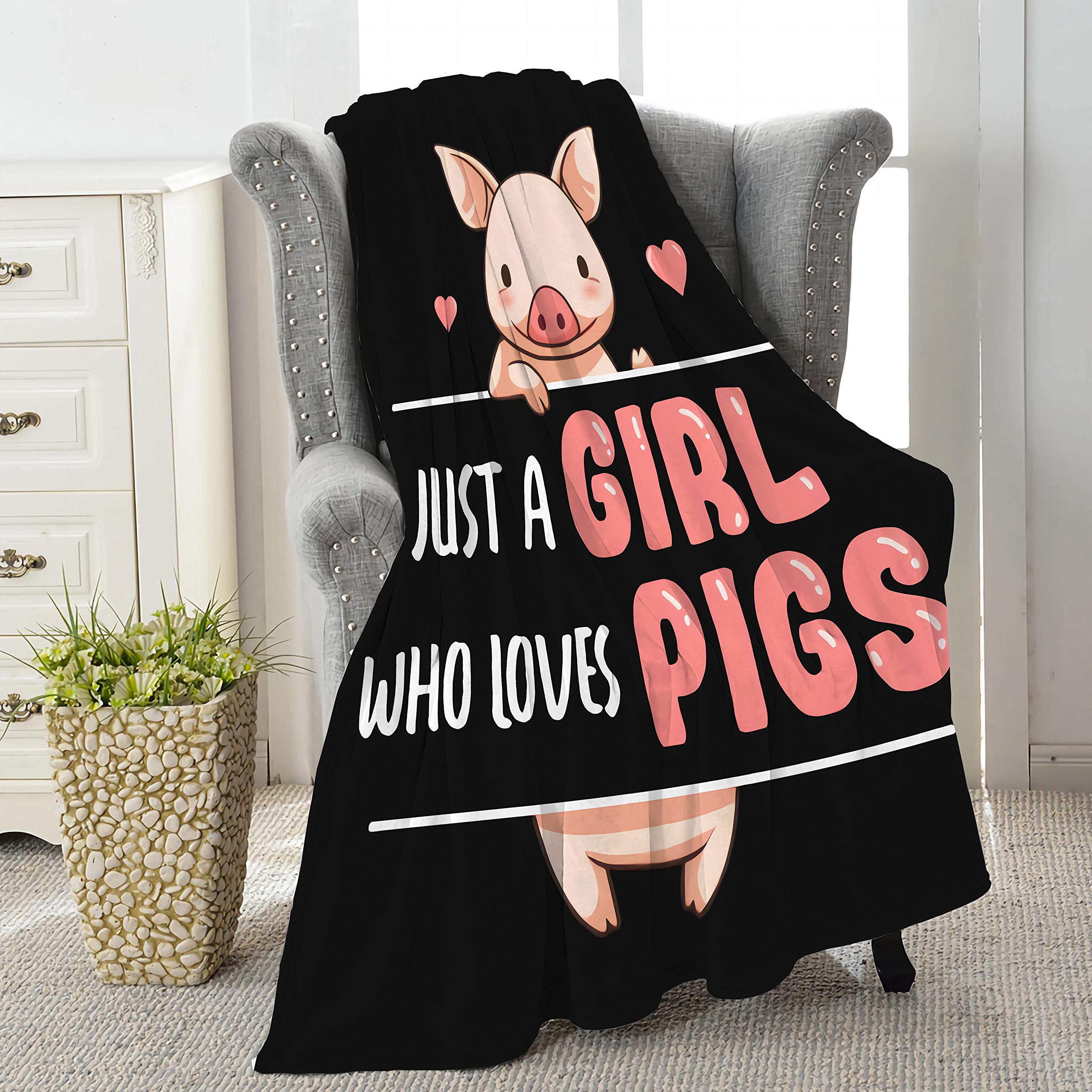 Super Soft Flannel Blanket - Lightweight & Luxurious Throw for Queen/Twin Beds, Sofa, Office & Camping | Just A Girl Who Loves Chickens Design | Warm, Cozy & Comfortable for Home, Travel & Outdoor Use