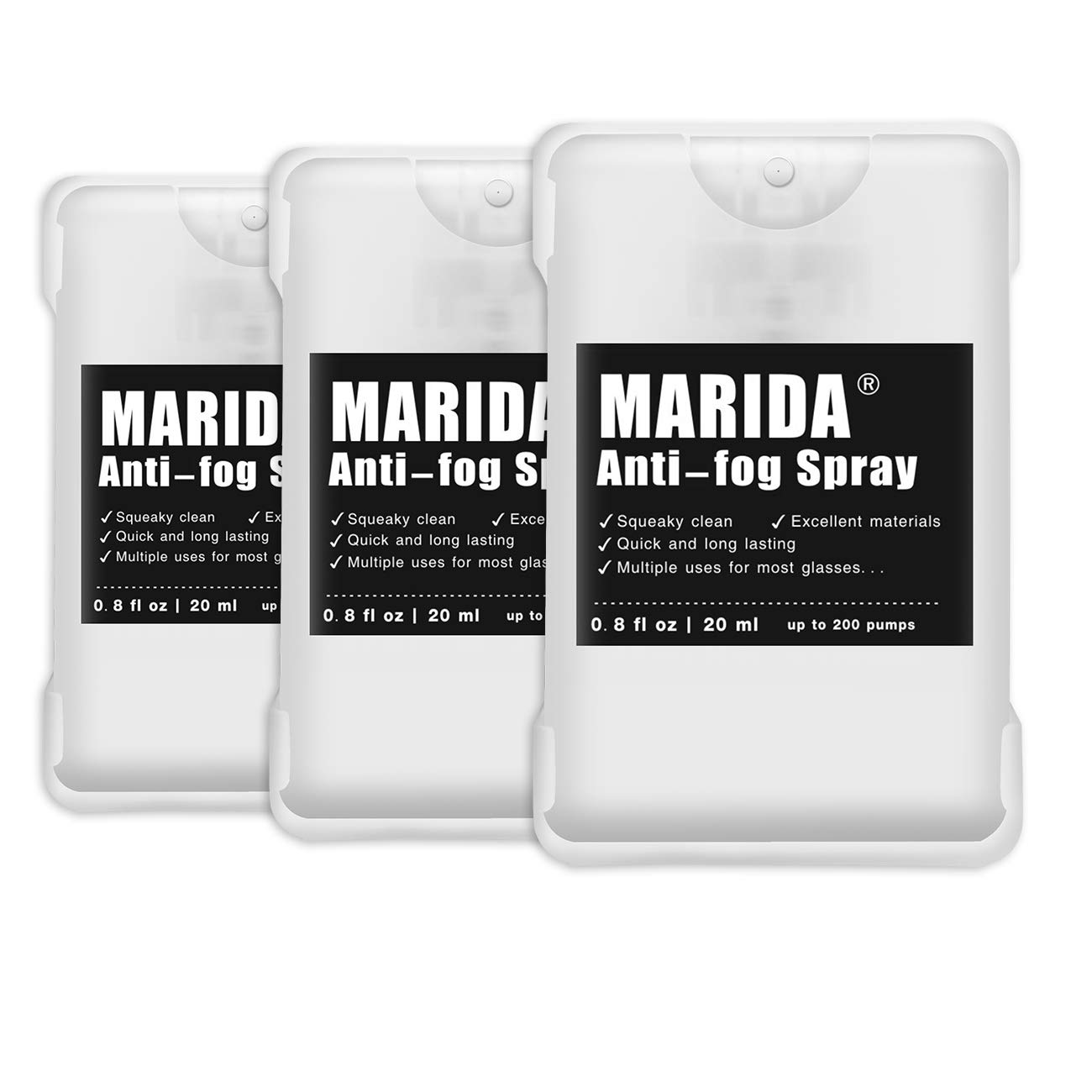 MARIDA Anti Fog Spray for Glasses - Lens Cleaner & Defogger for Eyeglasses, Sunglasses & Goggles | Prevents Fogging with Microfiber Cloth Included | Perfect for Sports, Swimming, Skiing & Daily Wear