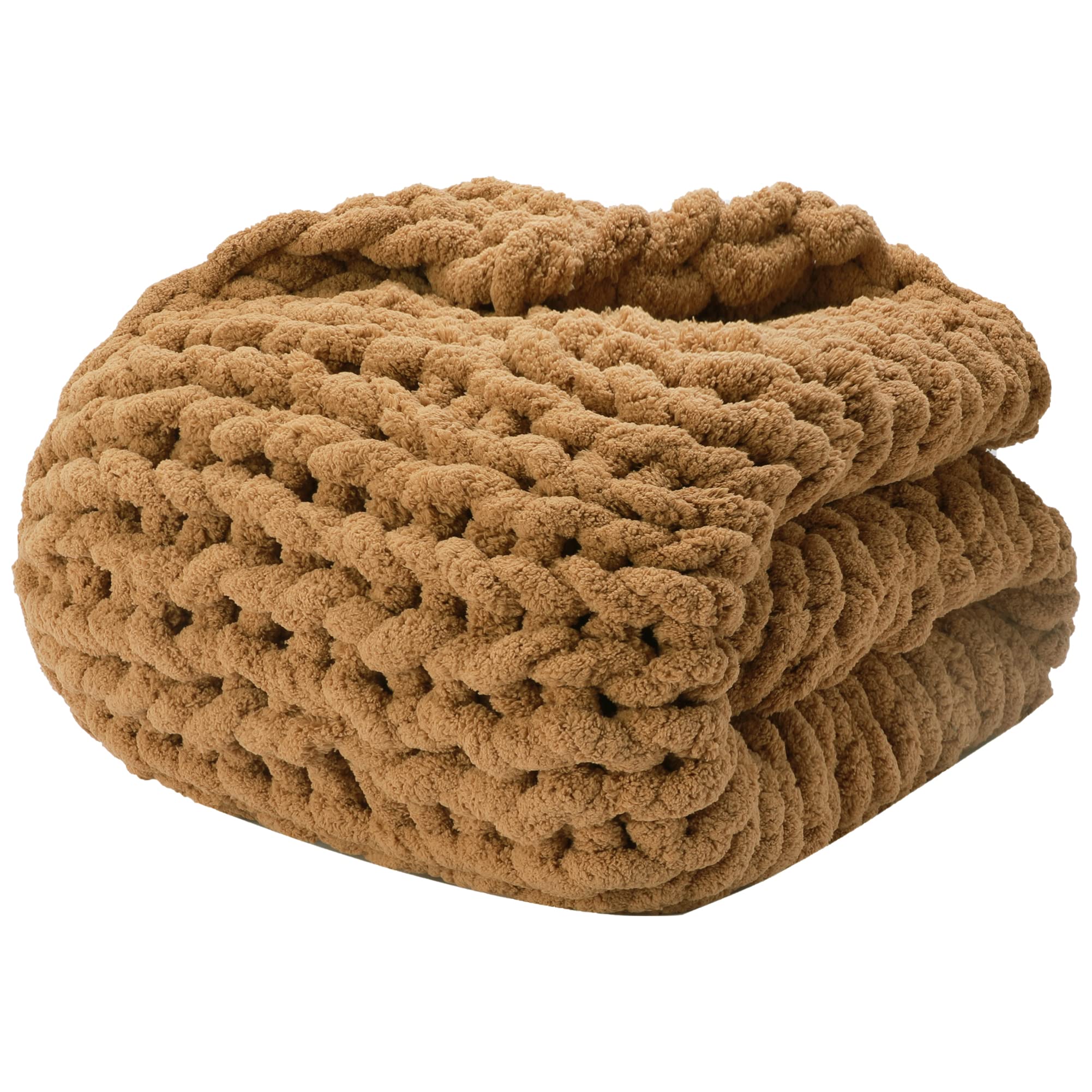 Alzoear Chunky Knit Throw Blanket - Soft Chenille Handmade Cozy Warm Blanket for Sofa, Bed, Couch - Perfect for Living Room, Bedroom Decor - Ultra Plush & Luxurious - Dark Khaki 60x80 Inches - Ideal for Winter Nights, Movie Time & Home Decoration