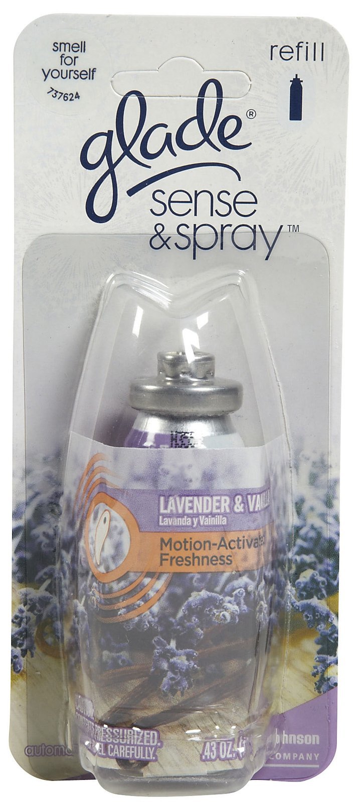 Glade Sense & Spray Automatic Air Freshener Refill - Lavender & Vanilla Scent (4 Pack, 0.43 oz Each) for Home, Office, Bathroom & Car