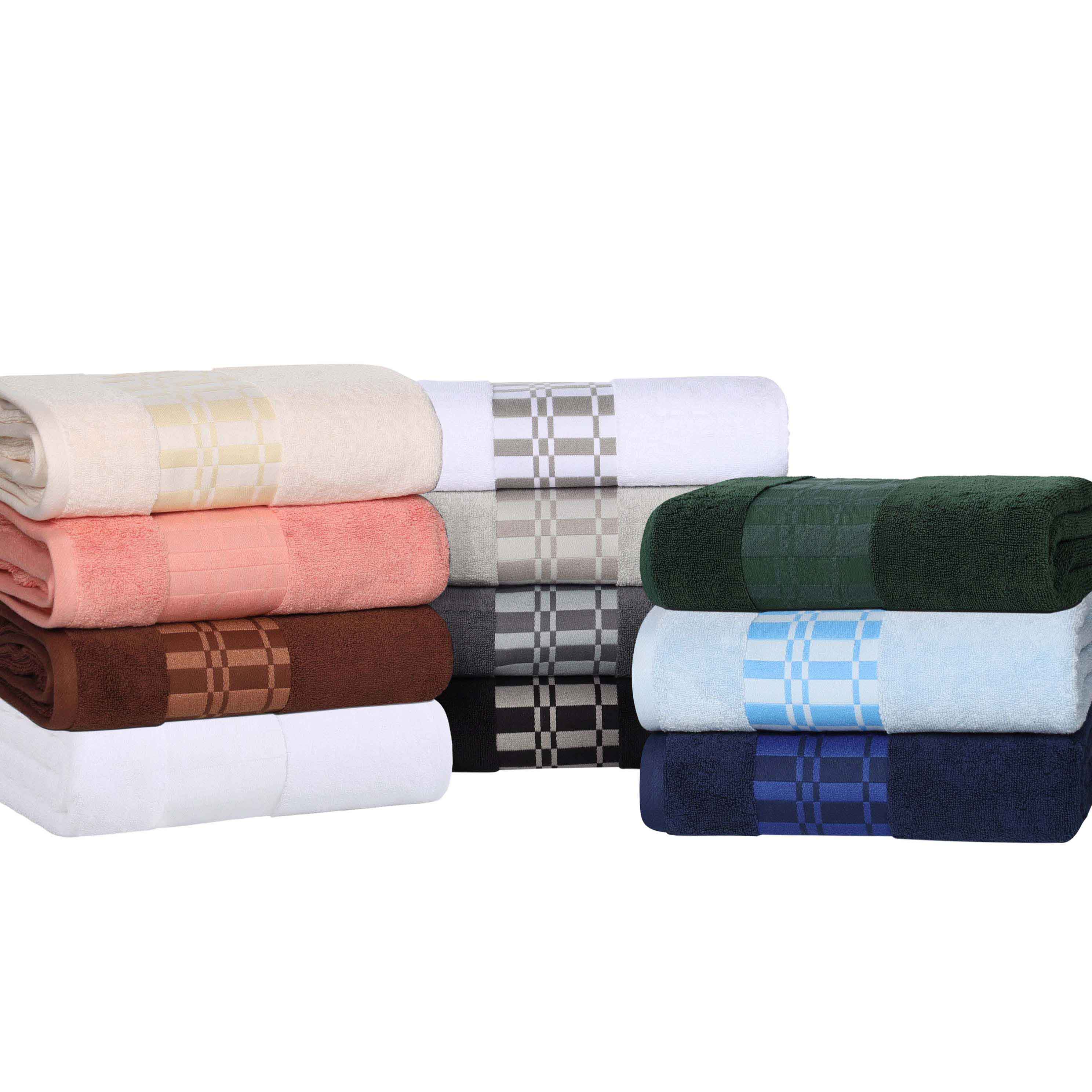 Larissa Cotton Geometric Embroidered Border 8-Piece Towel Set | Soft Bath & Beach Towels for Spa, Pool & Home Decor