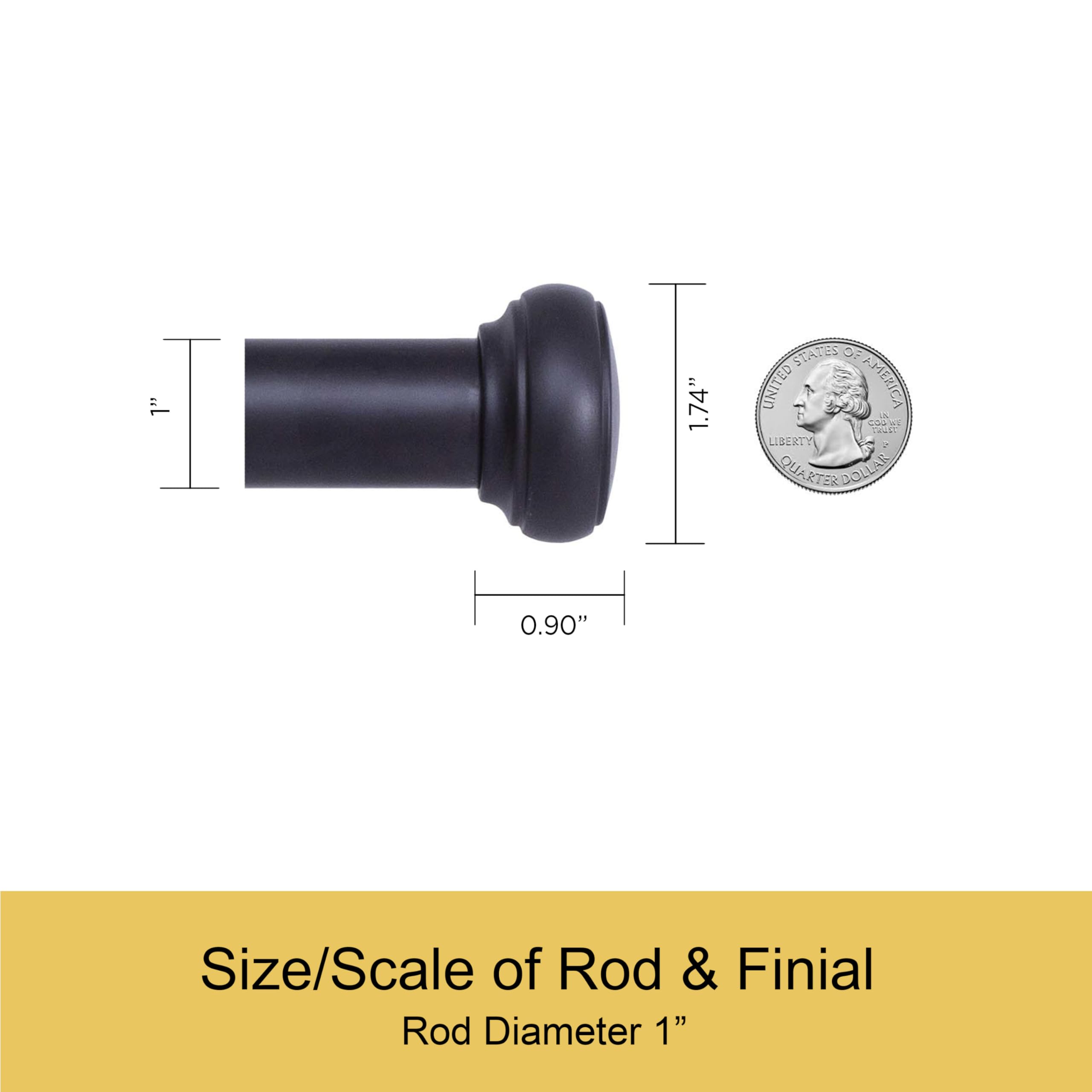 Kenney Weaver Adjustable Black Curtain Rod 42-116 Inch for Windows, Patio, Living Room & Bedroom