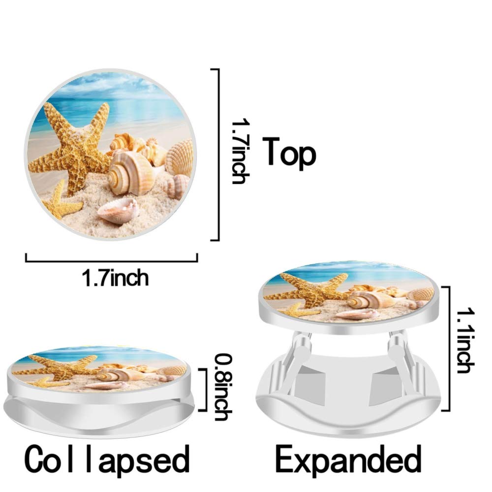 3 Pack Starfish Shell Phone Holder - Expandable Grip Stand for Smartphones & Tablets - Beach Travel Use
