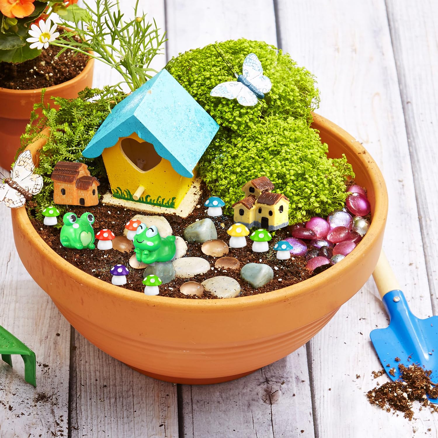 113 PCS Fairy Garden Accessories Kit - Miniature Fairy Garden Decor, Outdoor Fairy Garden Animals & Figurines, Micro Landscape Ornaments for DIY Fairy Gardens - Perfect for Backyard Decor, Fairy House Displays & Creative Garden Projects