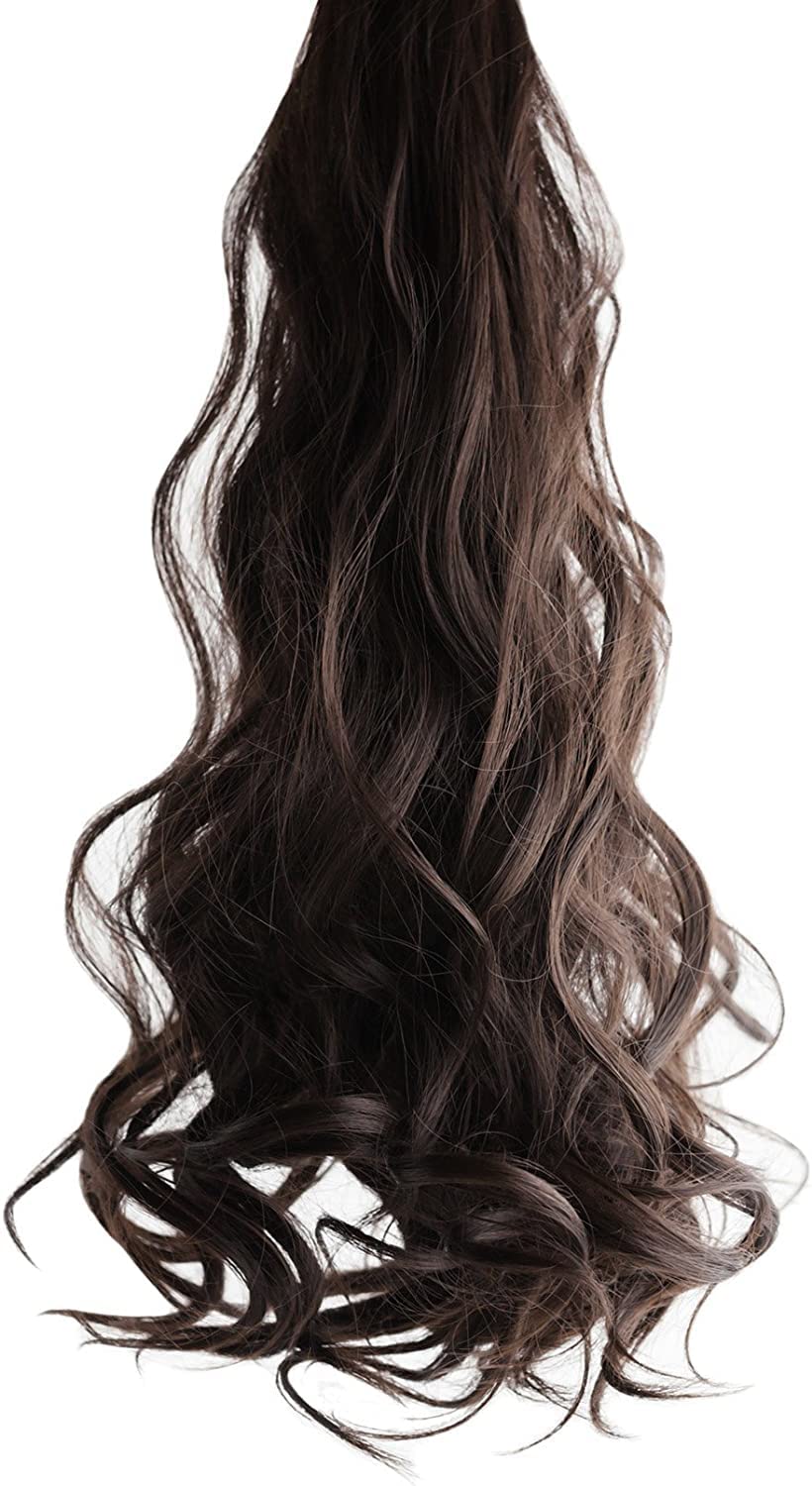 ZALYA 5-Clip Brown Wavy/Curly Human Hair Extensions 22 Inches 150g for Women & Girls - Perfect for Parties, Weddings & Daily Styling