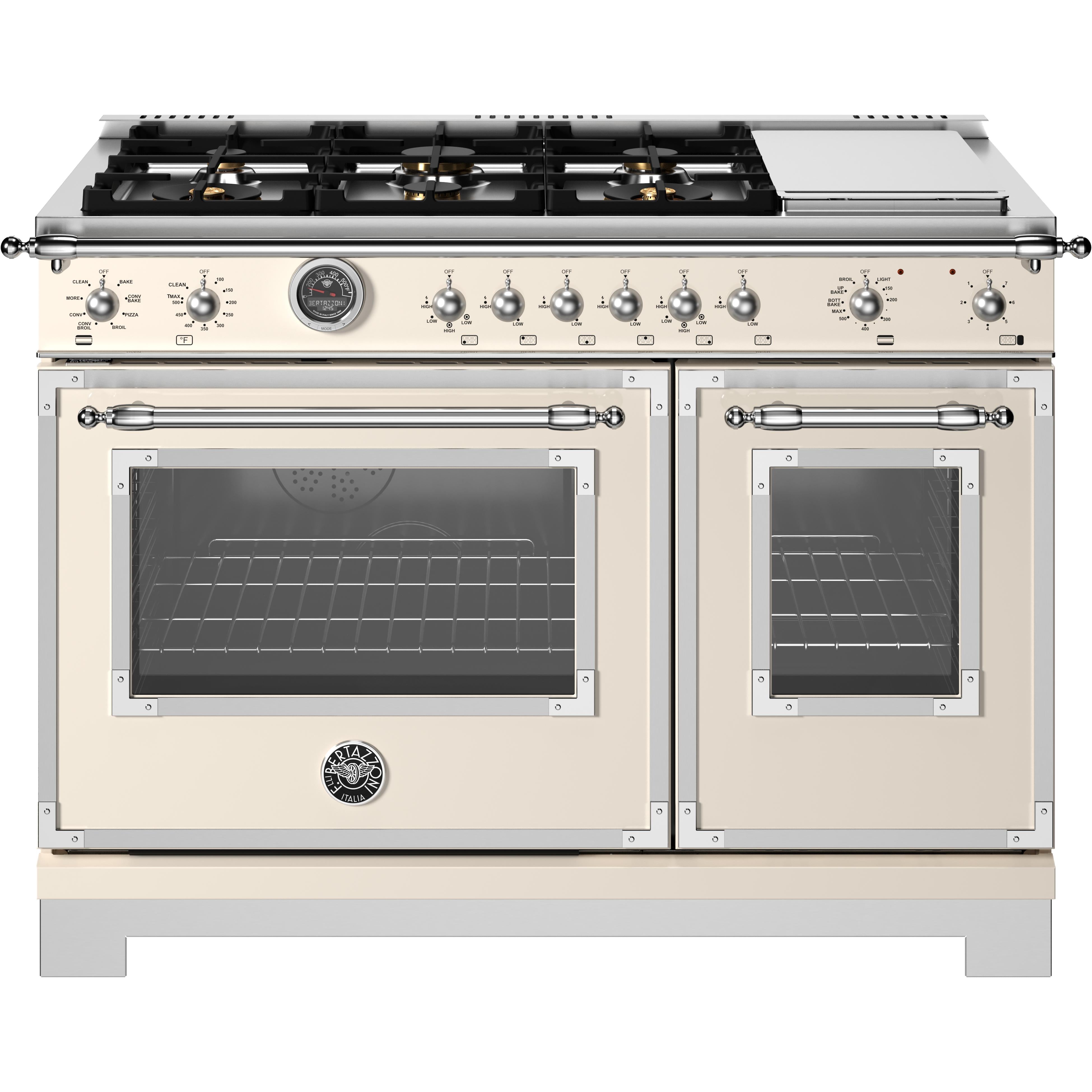Bertazzoni HER486BTFEPAVT 48-Inch Freestanding Dual Fuel Range - Professional Gas Stove & Electric Oven for Gourmet Cooking in Modern Kitchens